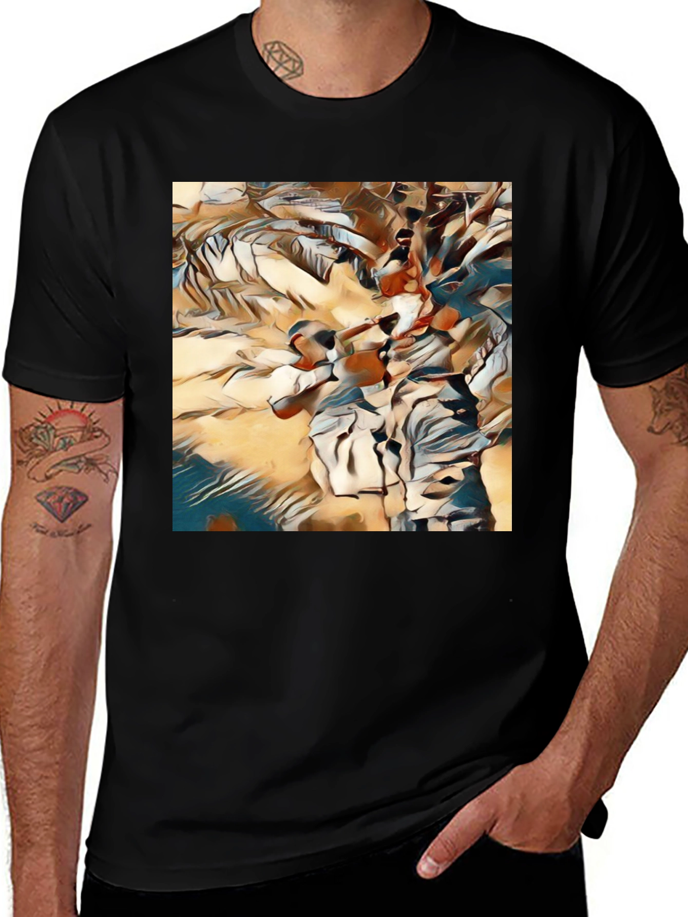 Variant 17 of Abstract Art Graphic Tee - Modern Black T-Shirt
