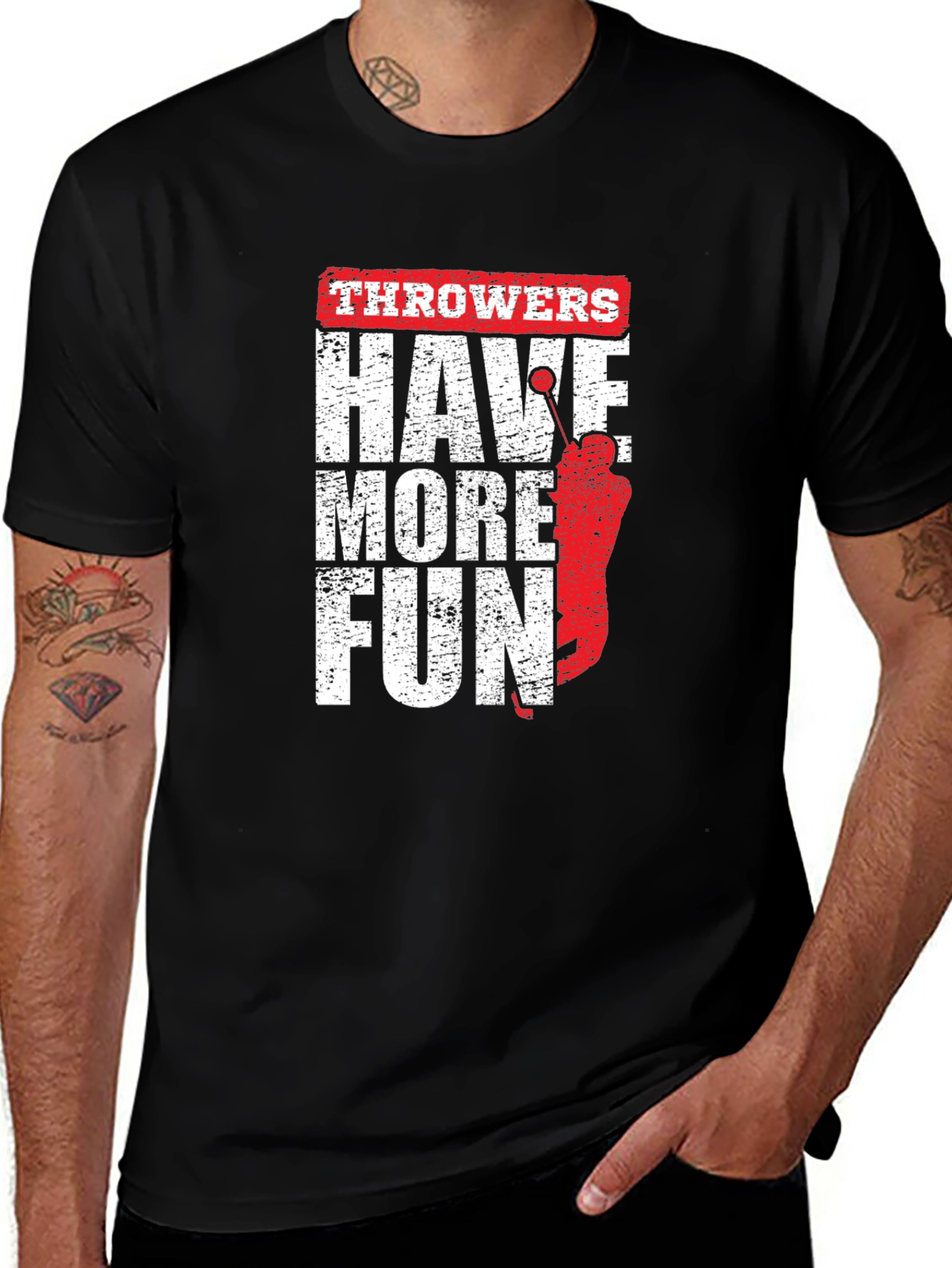 Variant 8 of Throwers Have More Fun Graphic T-Shirt - Black