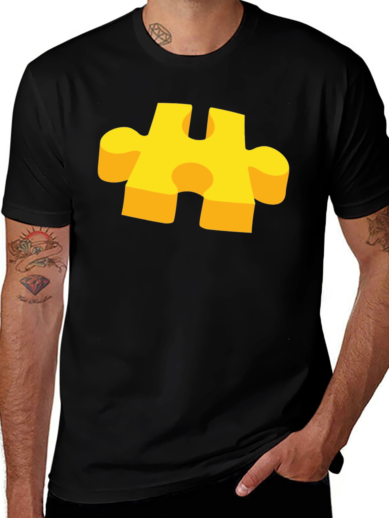 Variant 18 of Puzzle Piece Graphic T-Shirt - Casual Cotton Tee