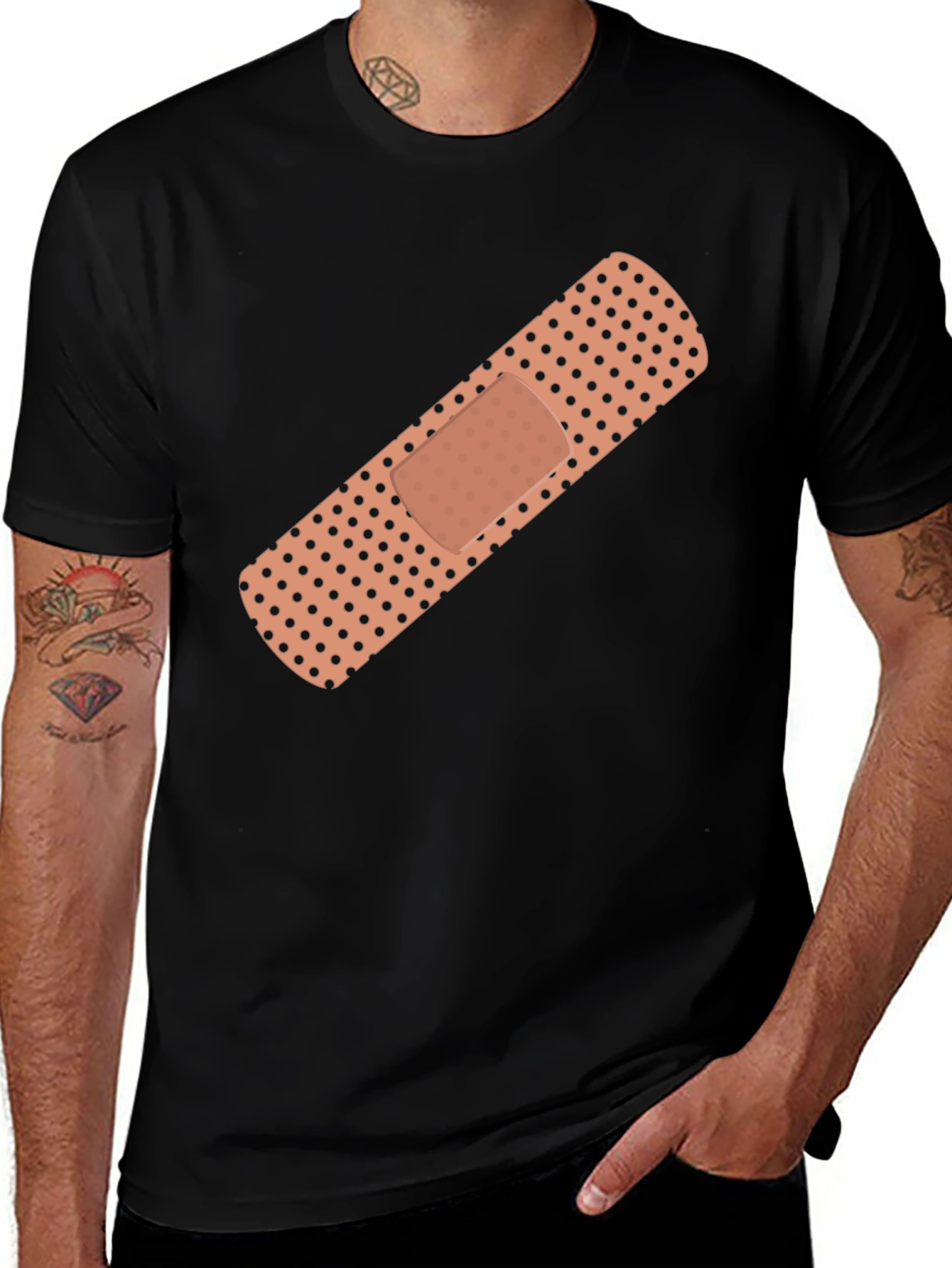 Novelty Bandage Graphic Tee - Stylish Comfort Fit