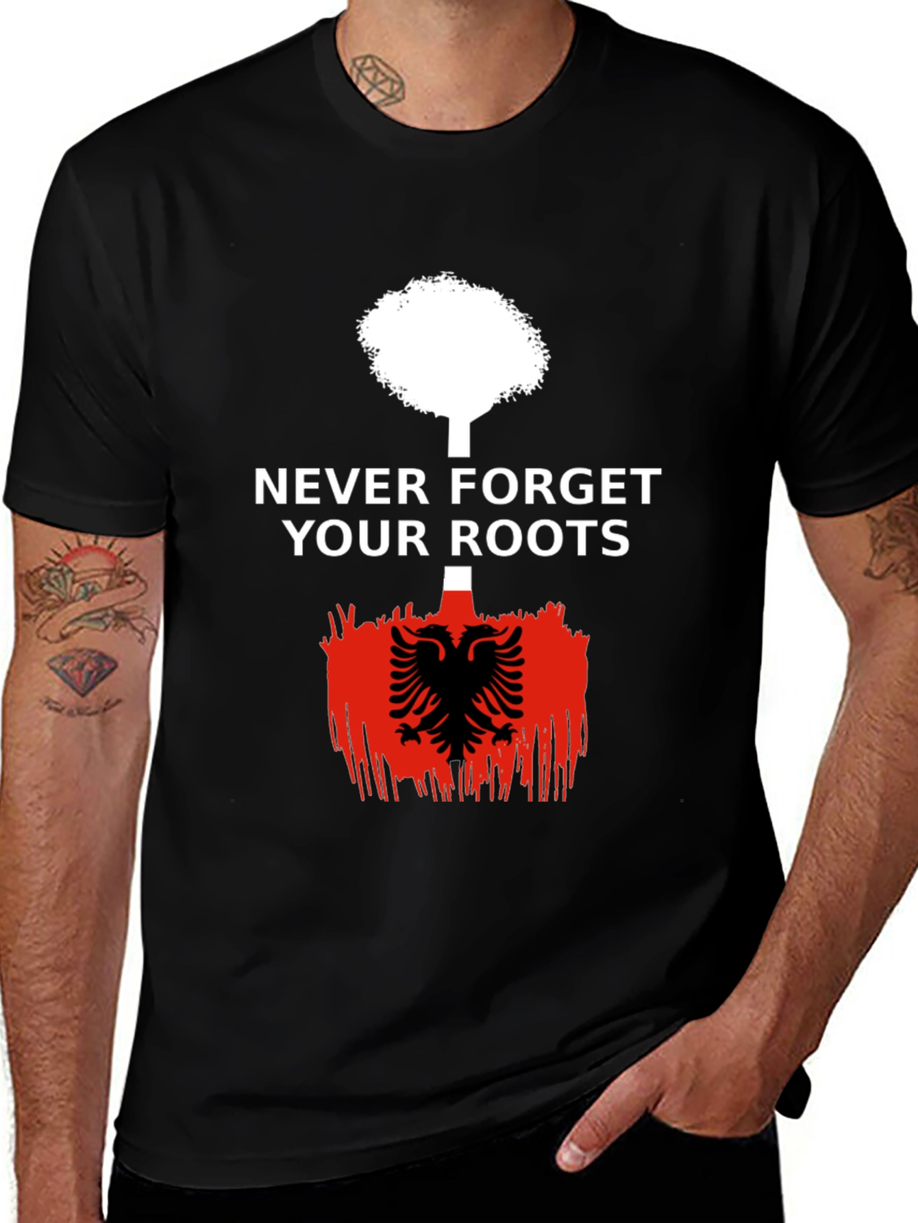 Never Forget Roots T-Shirt - Albania Eagle Flag