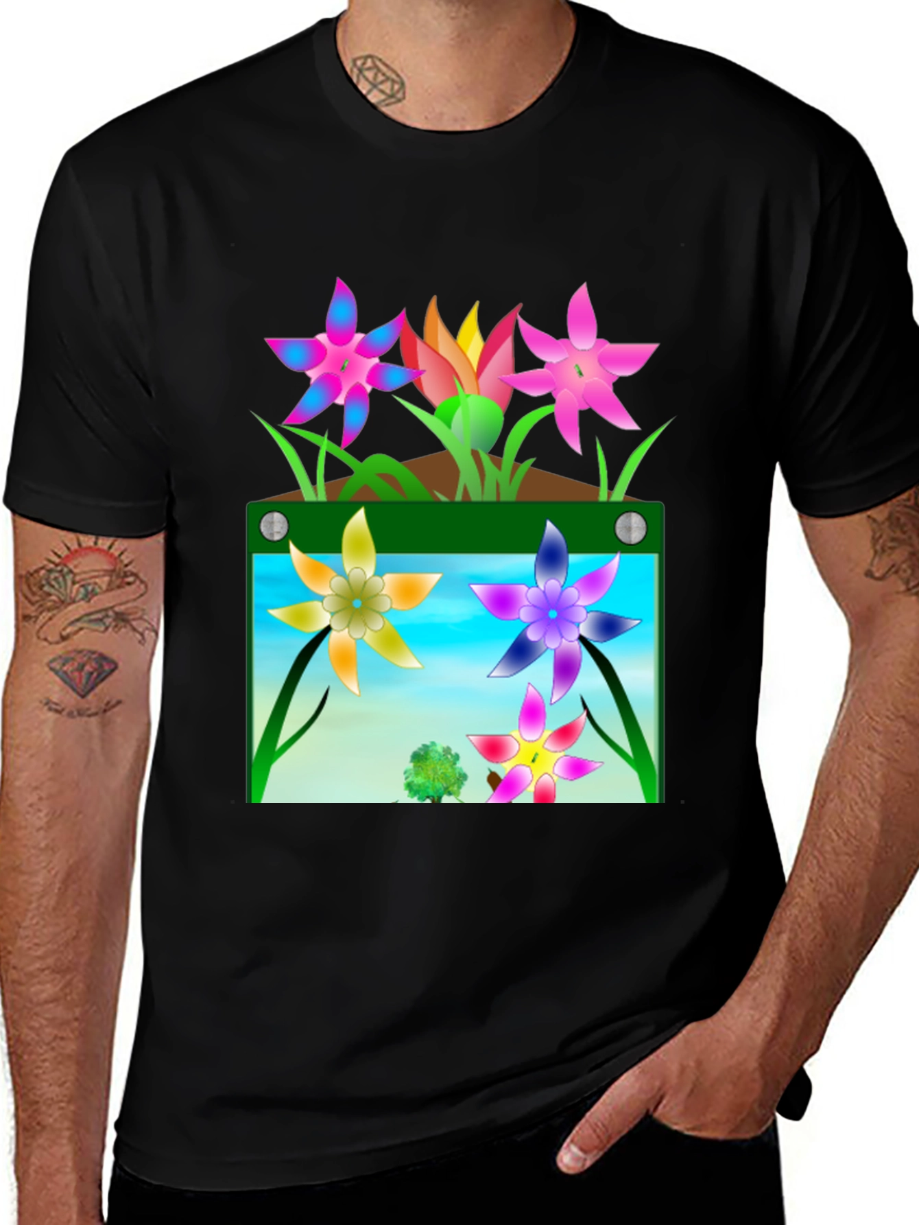 Variant 12 of Floral Graphic Print T-Shirt - Vibrant Flower Design