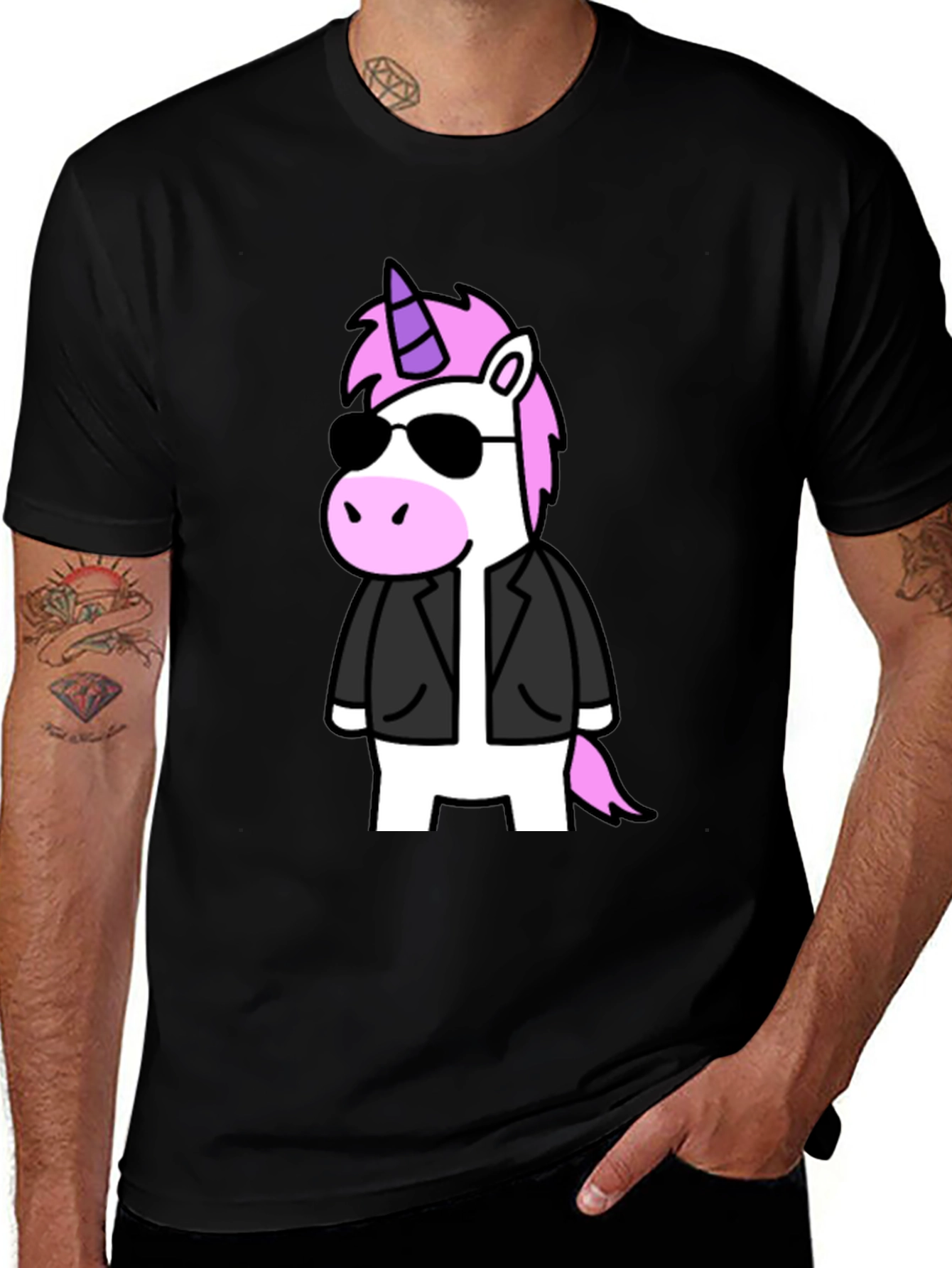 Variant 7 of Cool Unicorn Graphic T-Shirt - Black