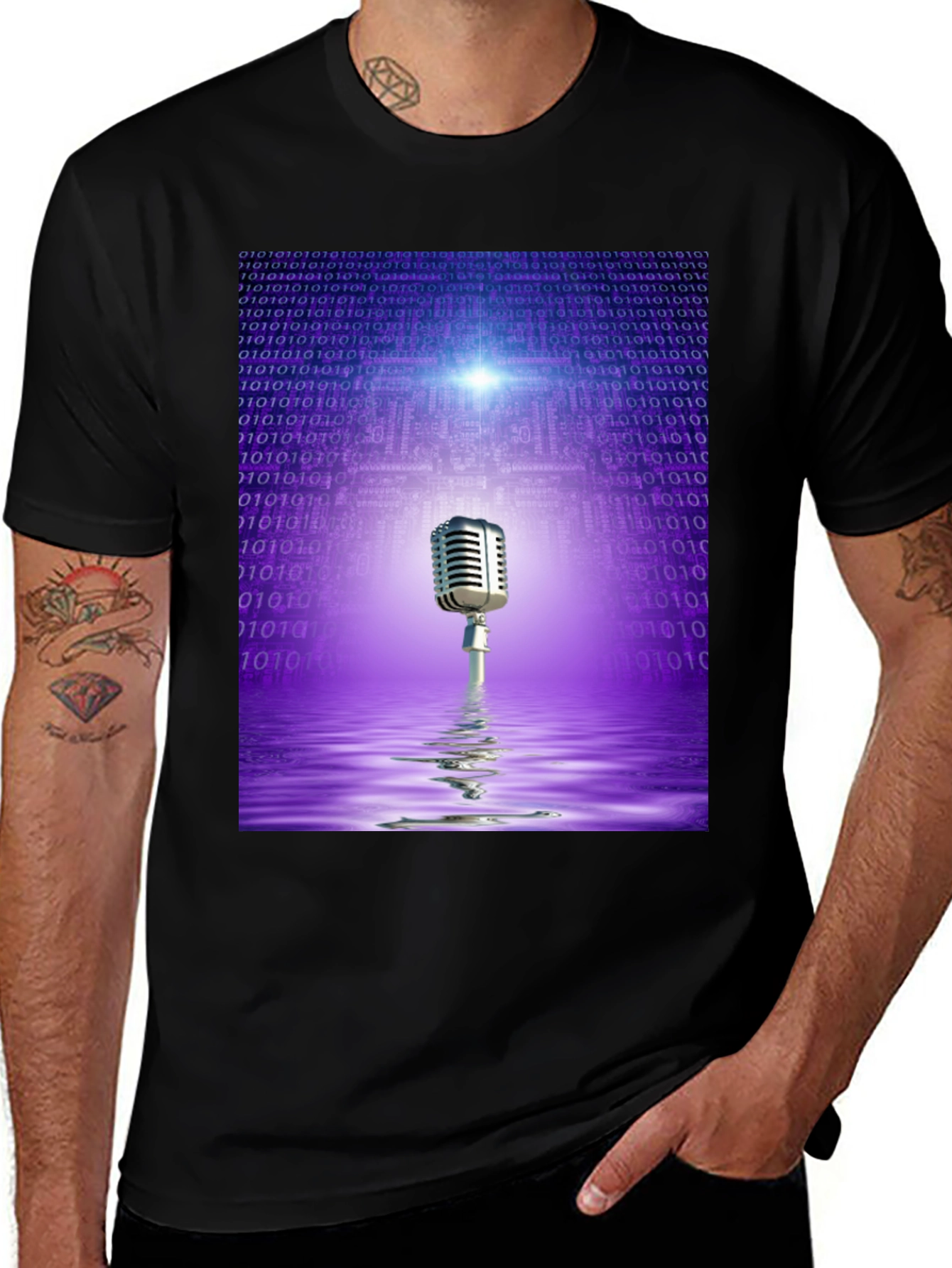 Black Retro Tech Microphone T-Shirt - Black main image