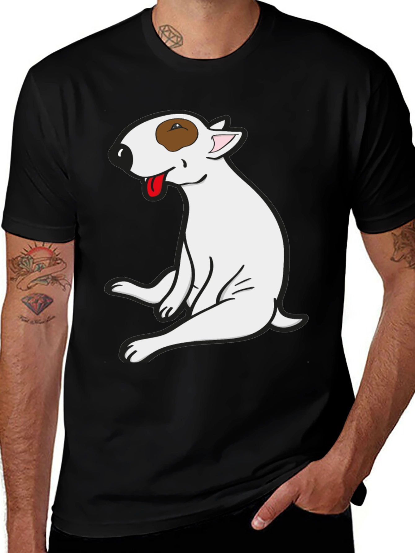Variant 14 of Bull Terrier Graphic Tee - Black Cotton T-Shirt