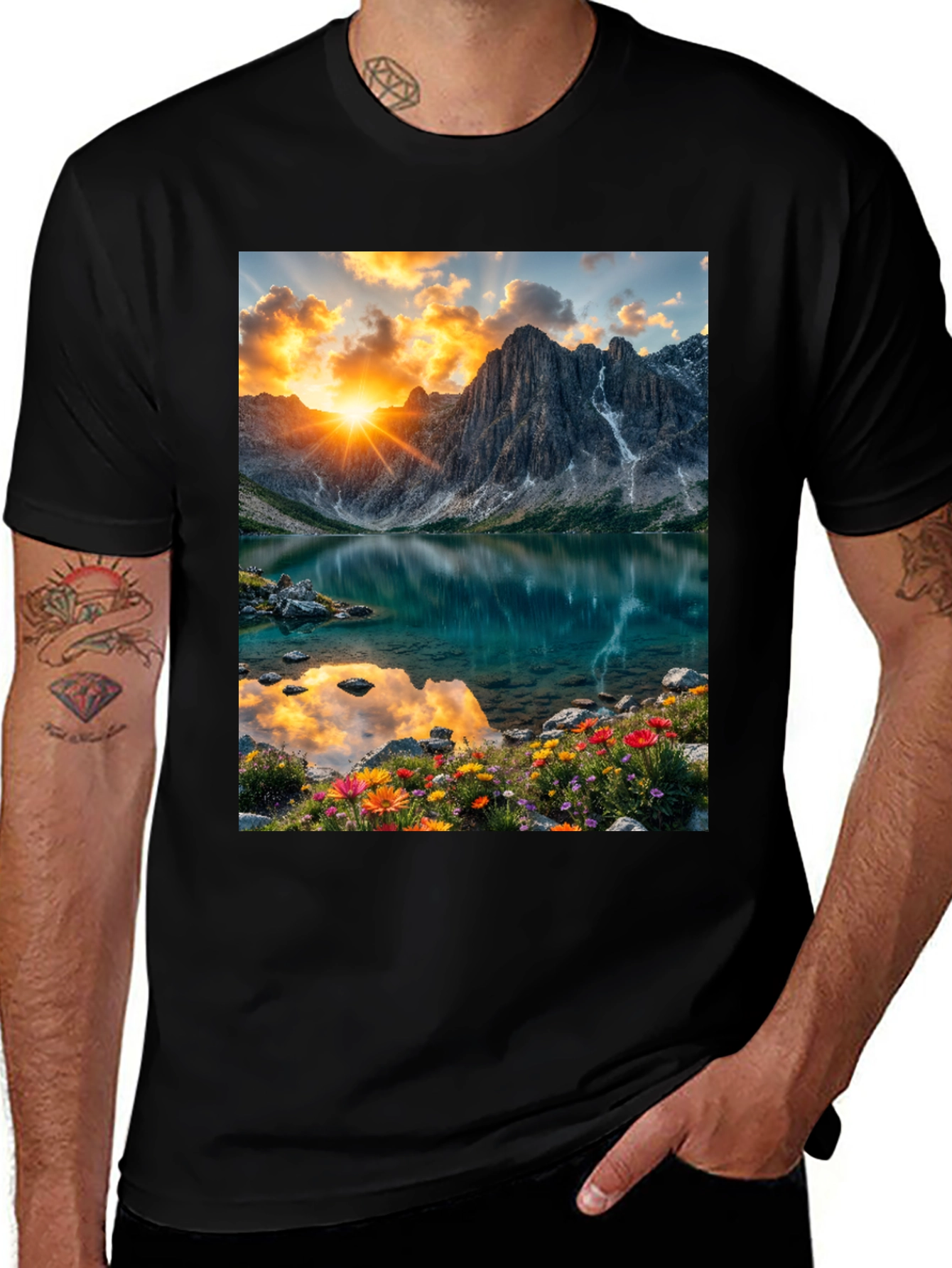 Variant 12 of Mountain Lake Scene Graphic T-Shirt