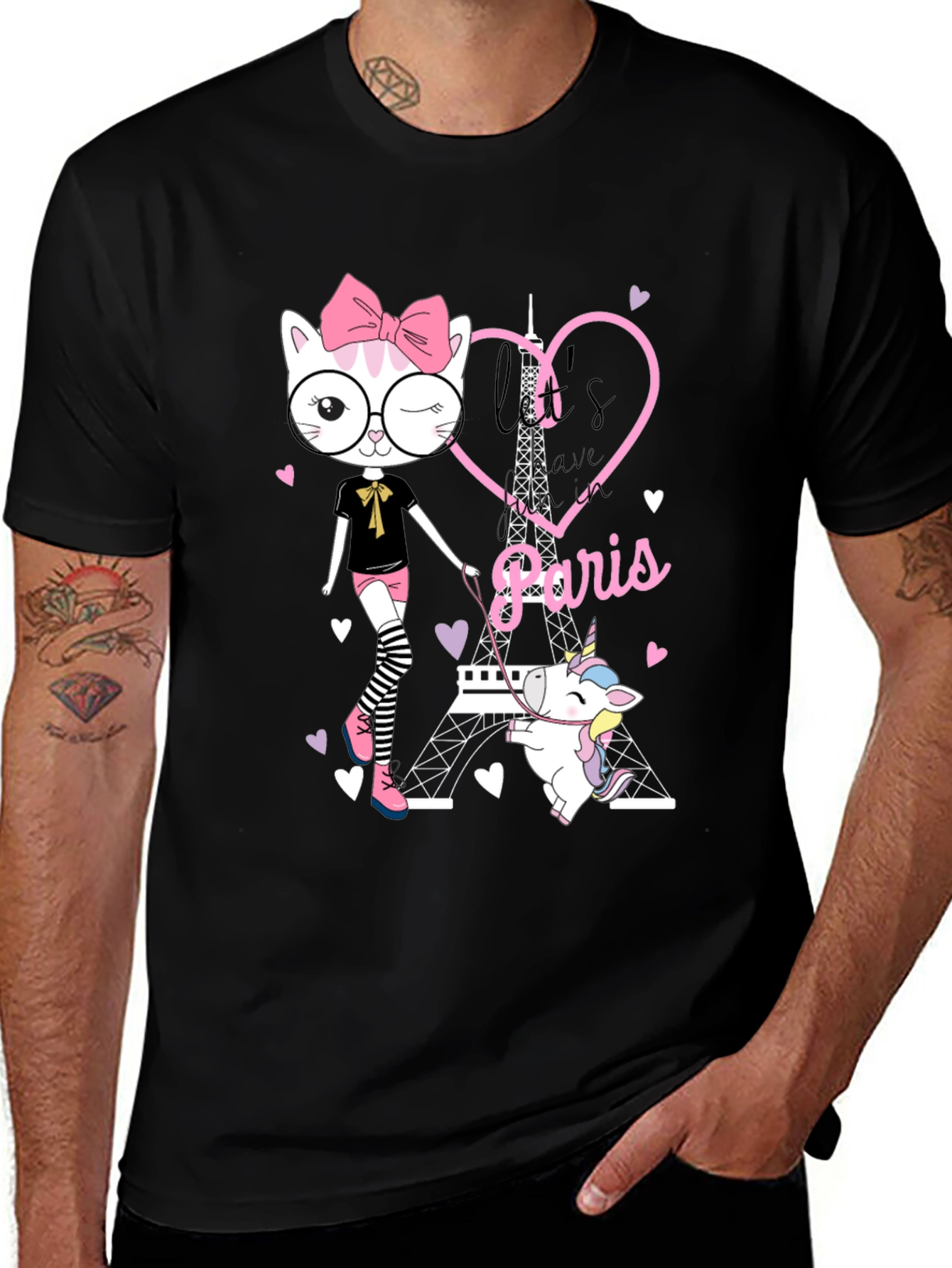 Variant 28 of Paris Cat & Unicorn Graphic T-Shirt