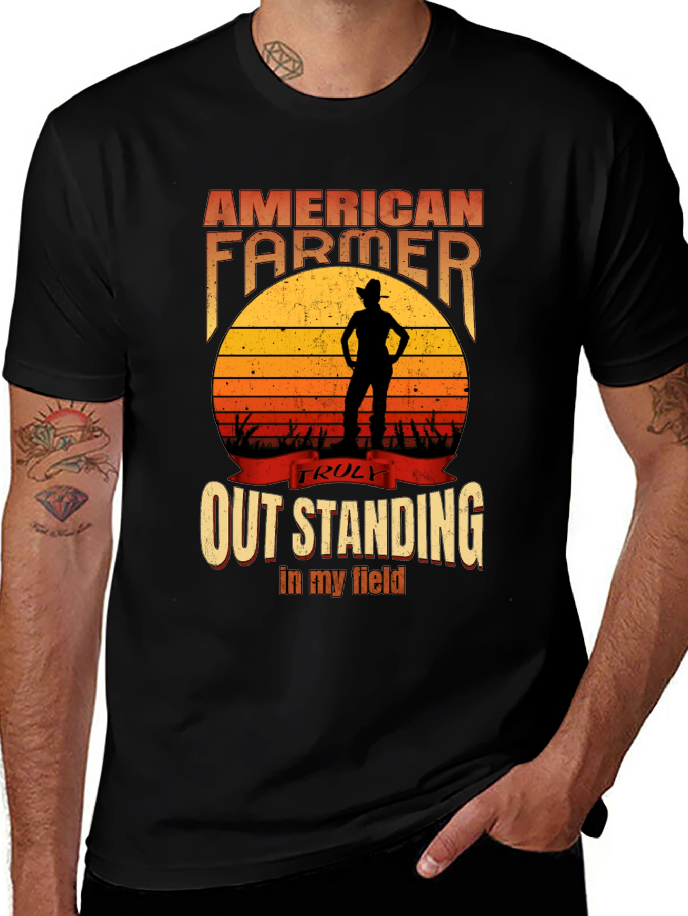 Variant 4 of American Farmer Graphic T-Shirt - Outstanding in My Field