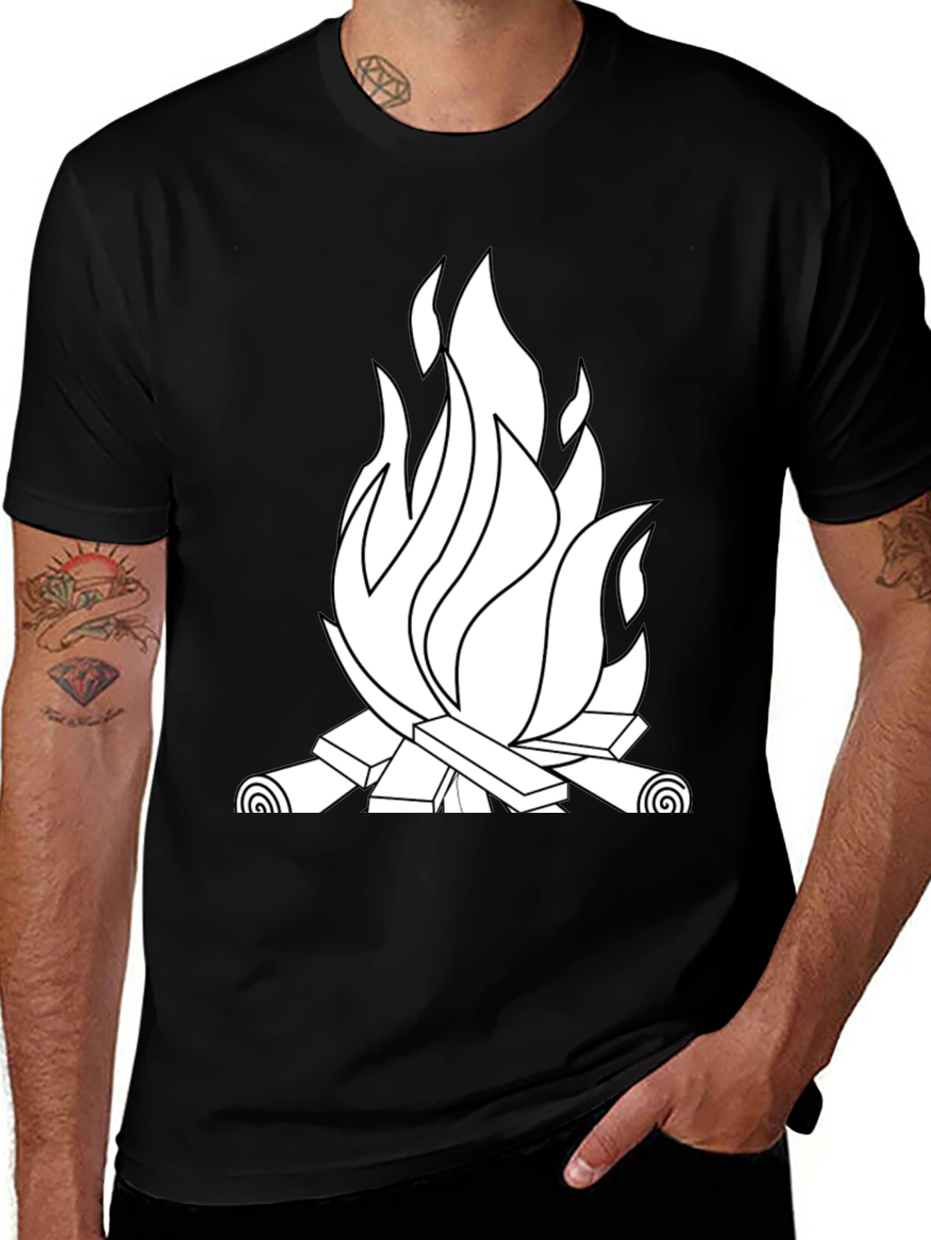 Variant 17 of Campfire Graphic Tee - Black Cotton Blend