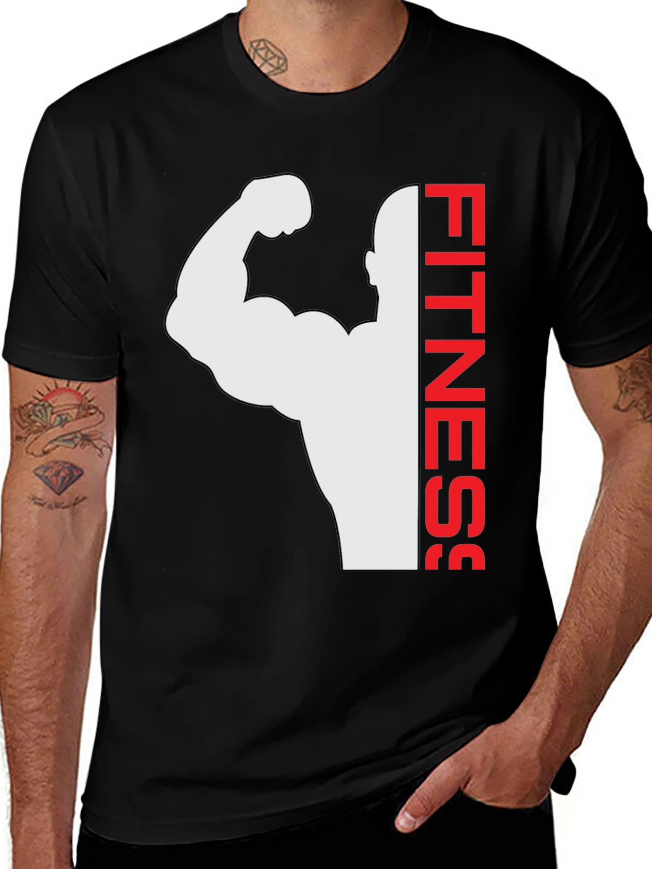 Variant 30 of Fitness Graphic Tee - Black Bodybuilder Shirt