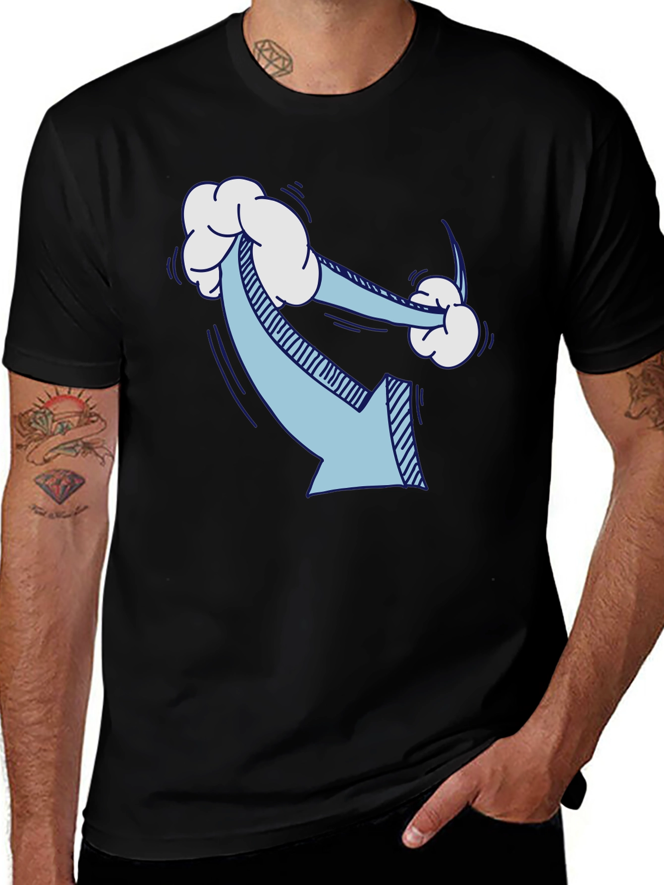 Variant 5 of Humorous Cloud Arrow Black T-Shirt