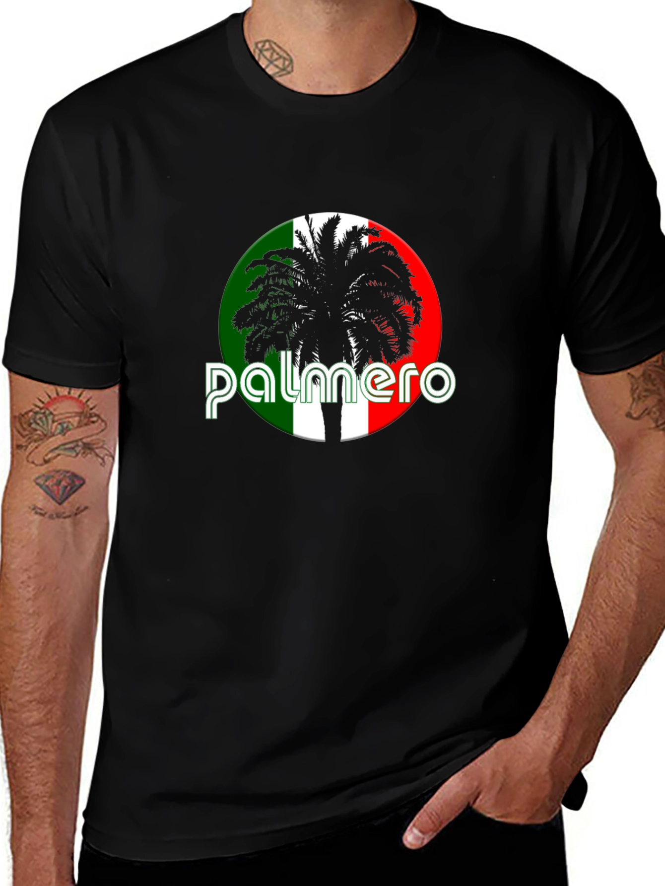 Variant 26 of Palmero T-Shirt: Palm Tree Italy Flag Graphic Tee