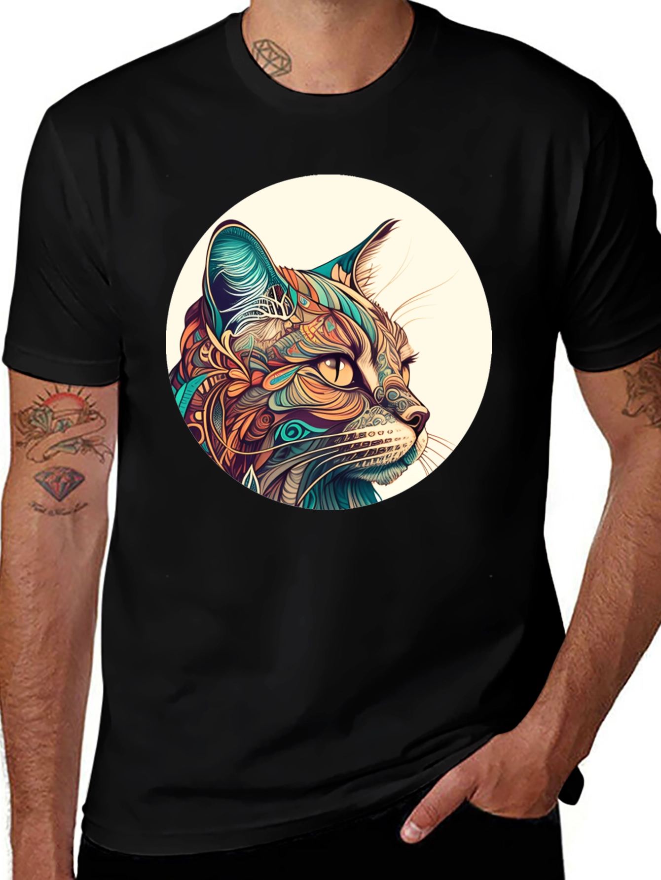 Variant 28 of Abstract Cat Graphic Tee - Unique Design