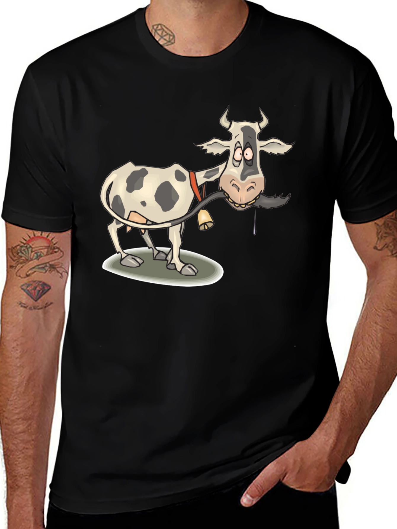 Variant 28 of Funny Cow Cartoon Men's Black T-Shirt