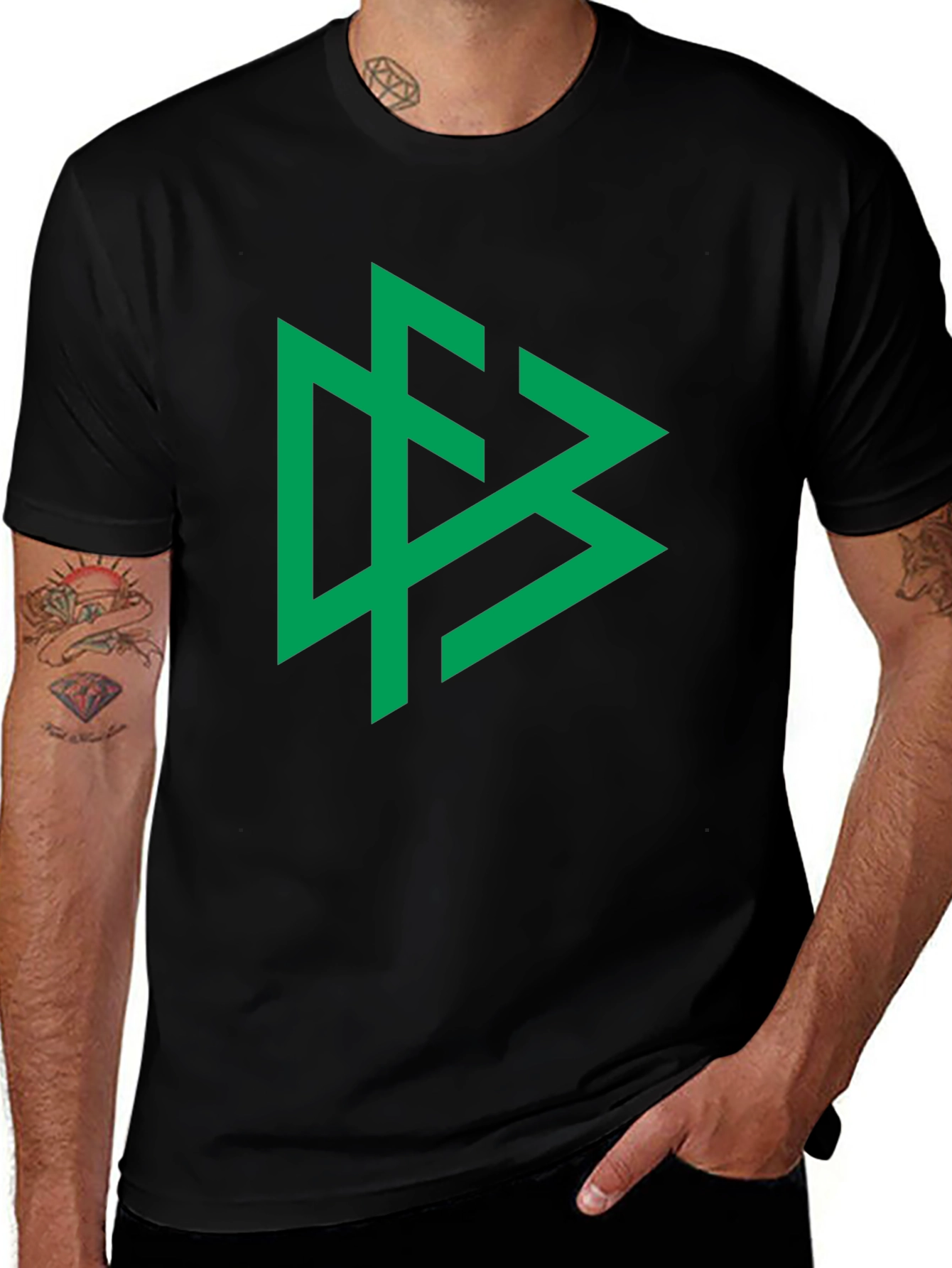 Variant 16 of Green Mystic Symbol on Black Tee