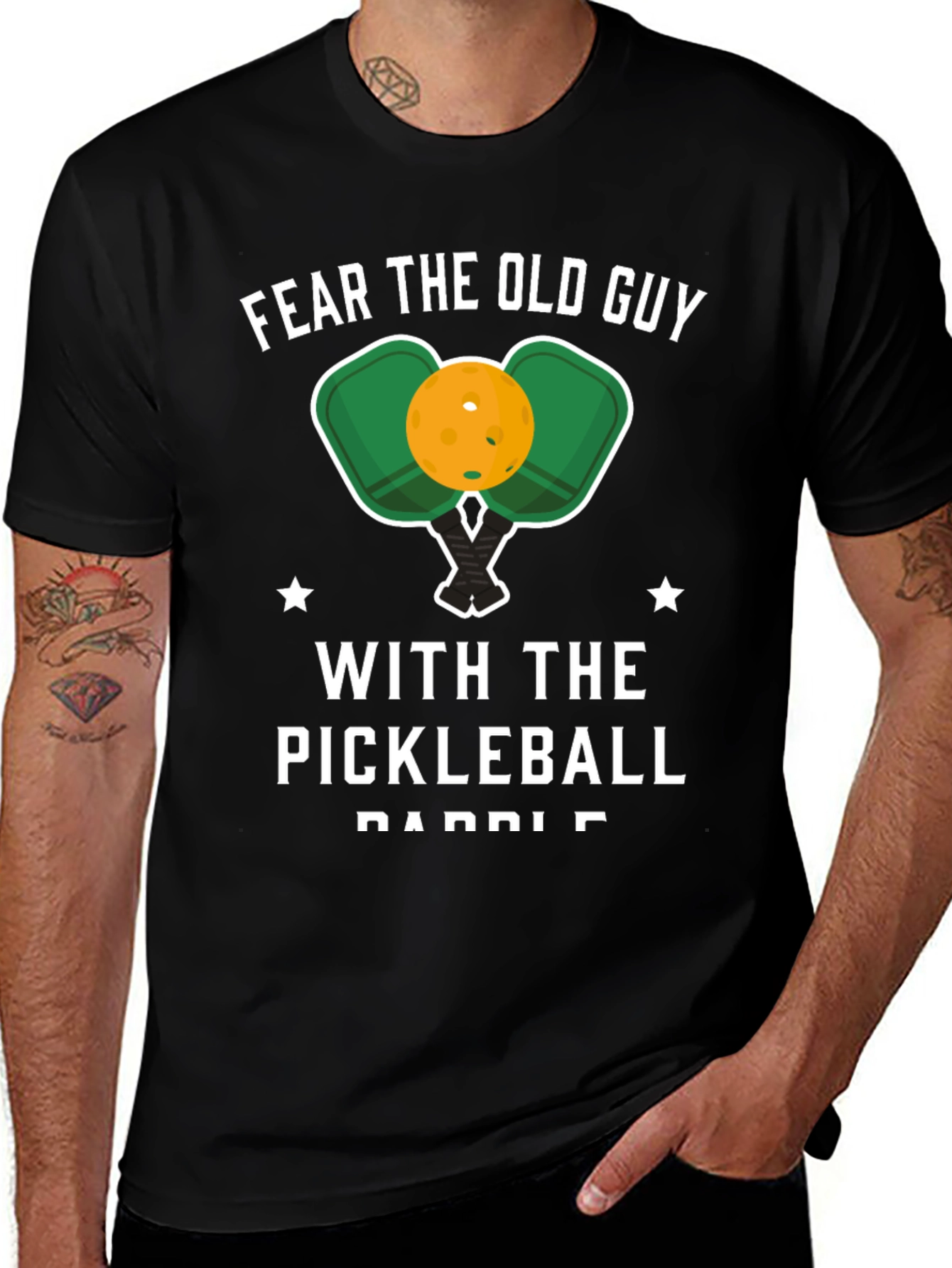 Variant 19 of Fear the Old Guy Pickleball Paddle Graphic T-Shirt