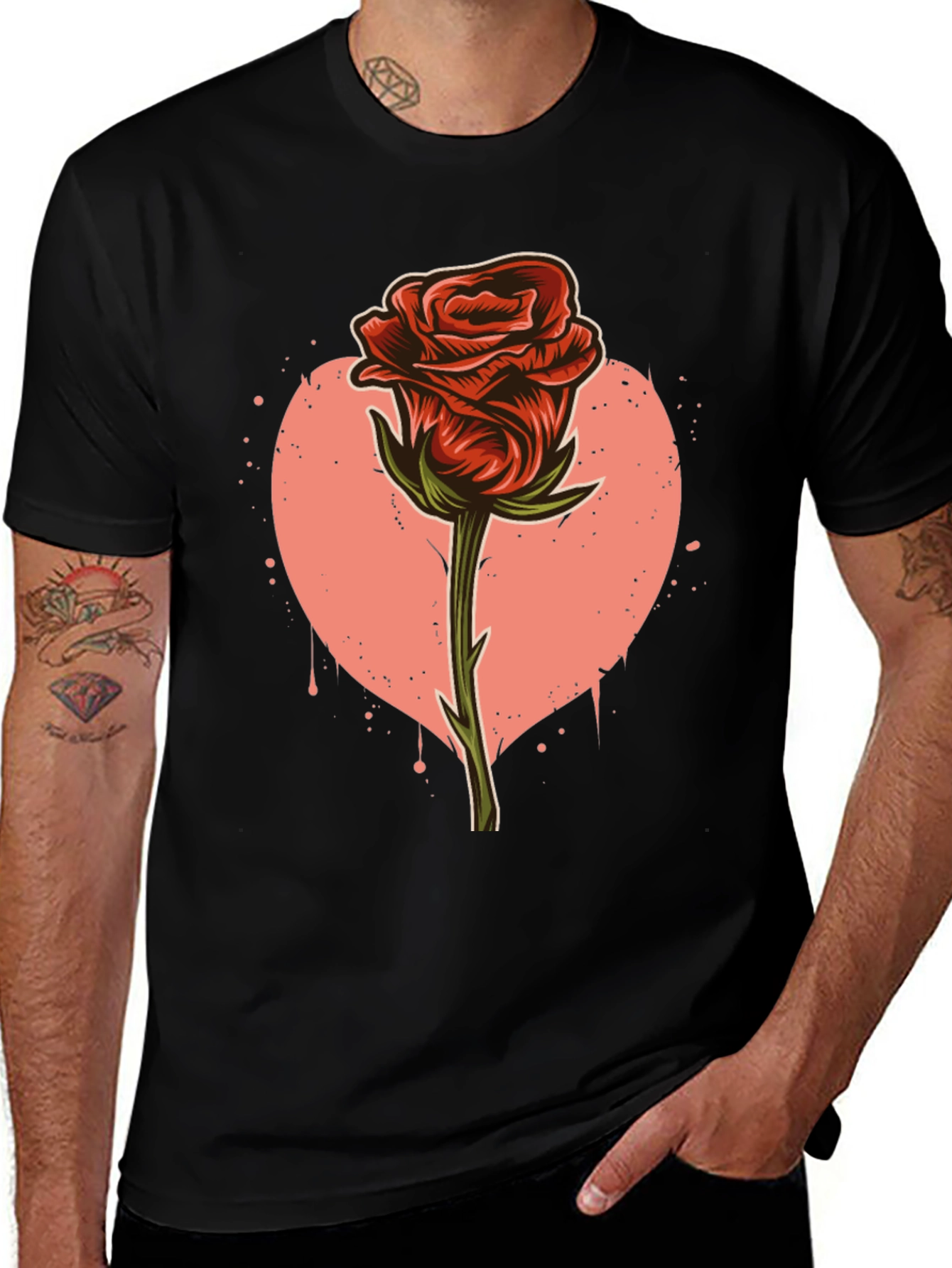 Variant 23 of Red Rose Heart Graphic Print T-Shirt