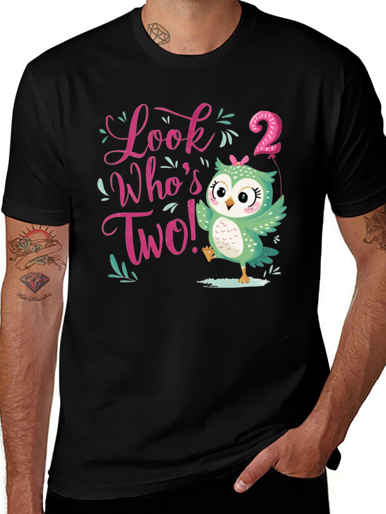 Variant 23 of Look Who's Two! 2nd Birthday Owl Kids T-Shirt