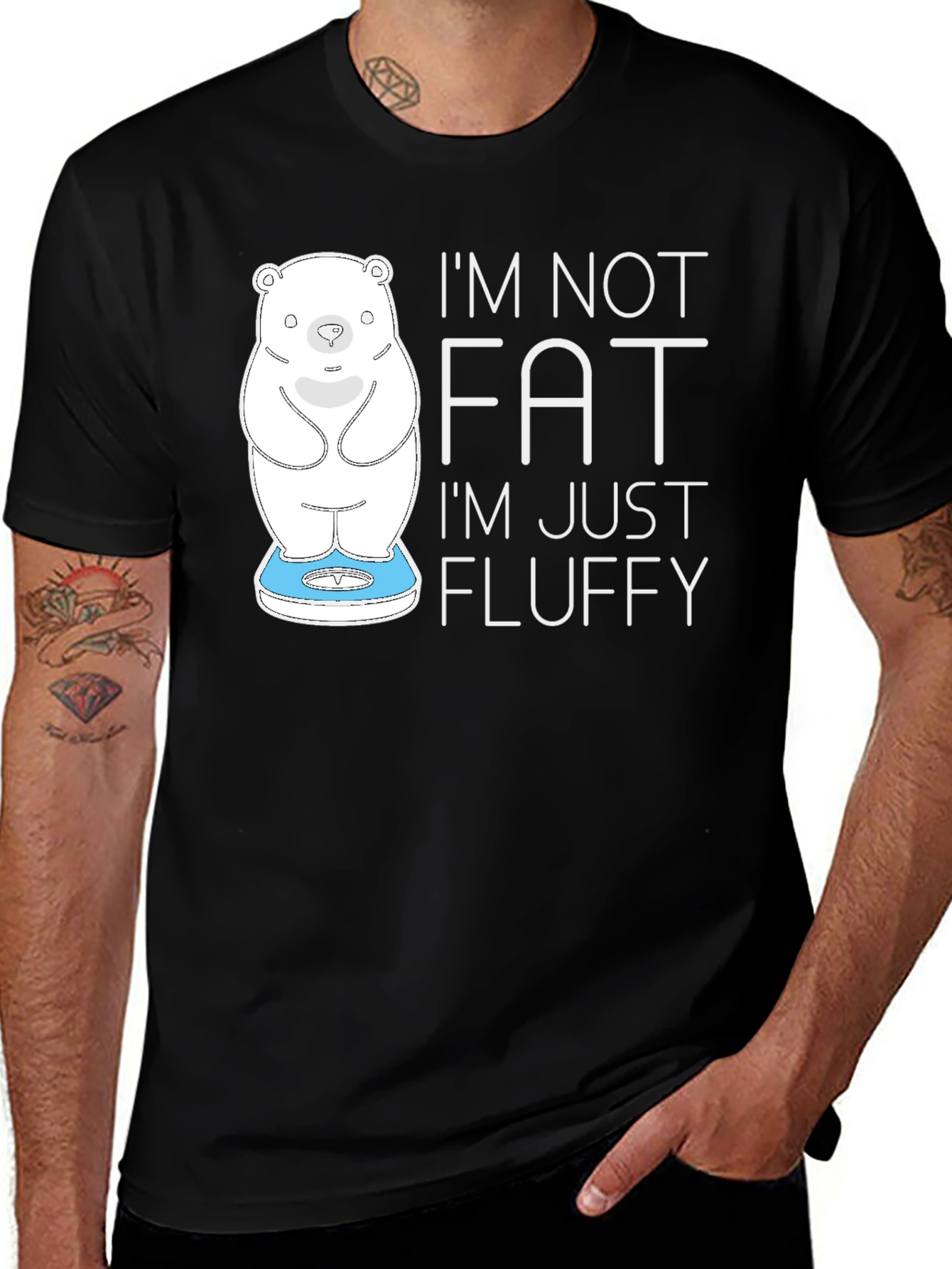 Variant 2 of I'm Not Fat, I'm Fluffy Black T-Shirt