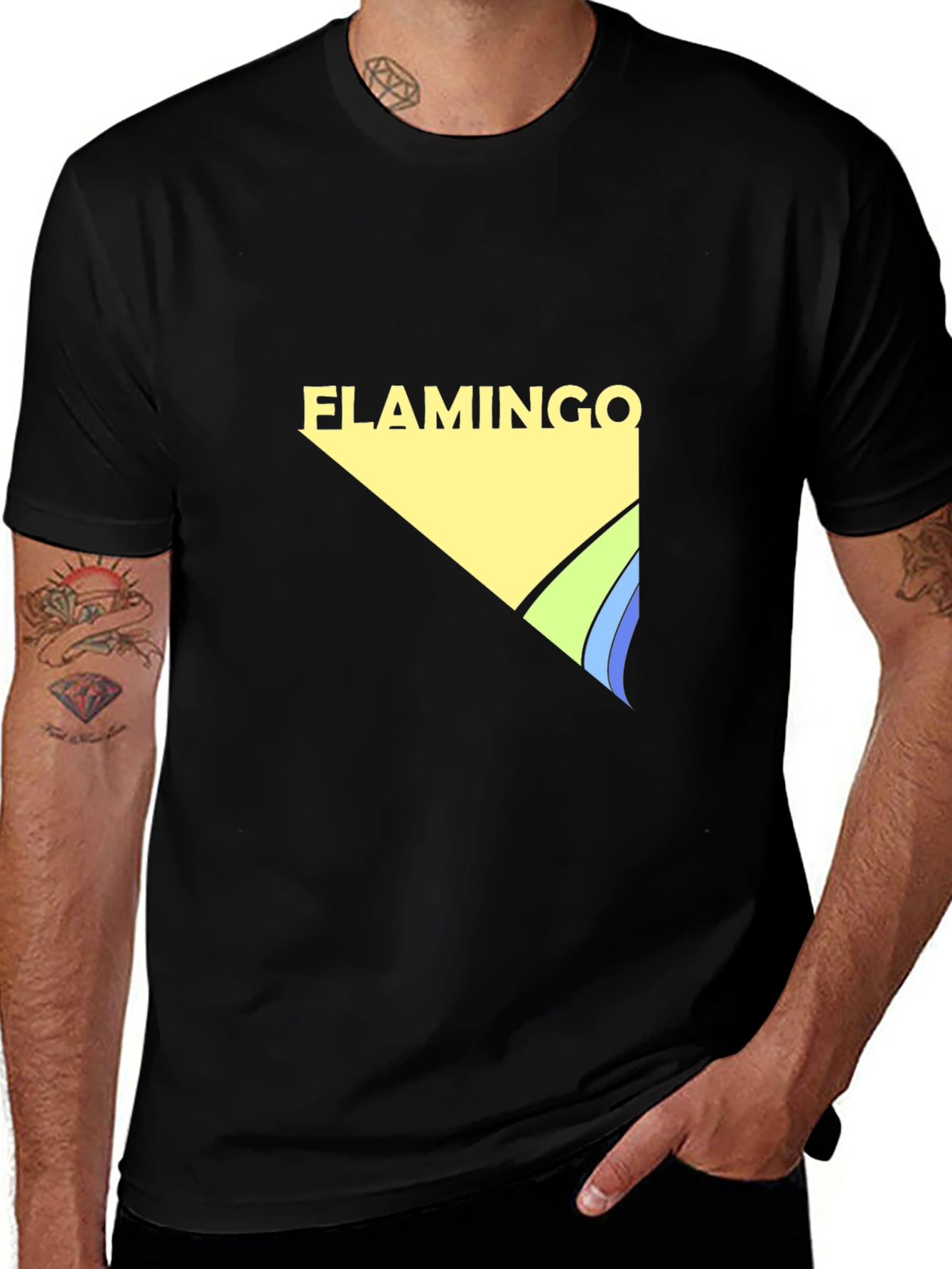 Variant 15 of Flamingo Graphic Tee - Stylish Men's Black T-Shirt