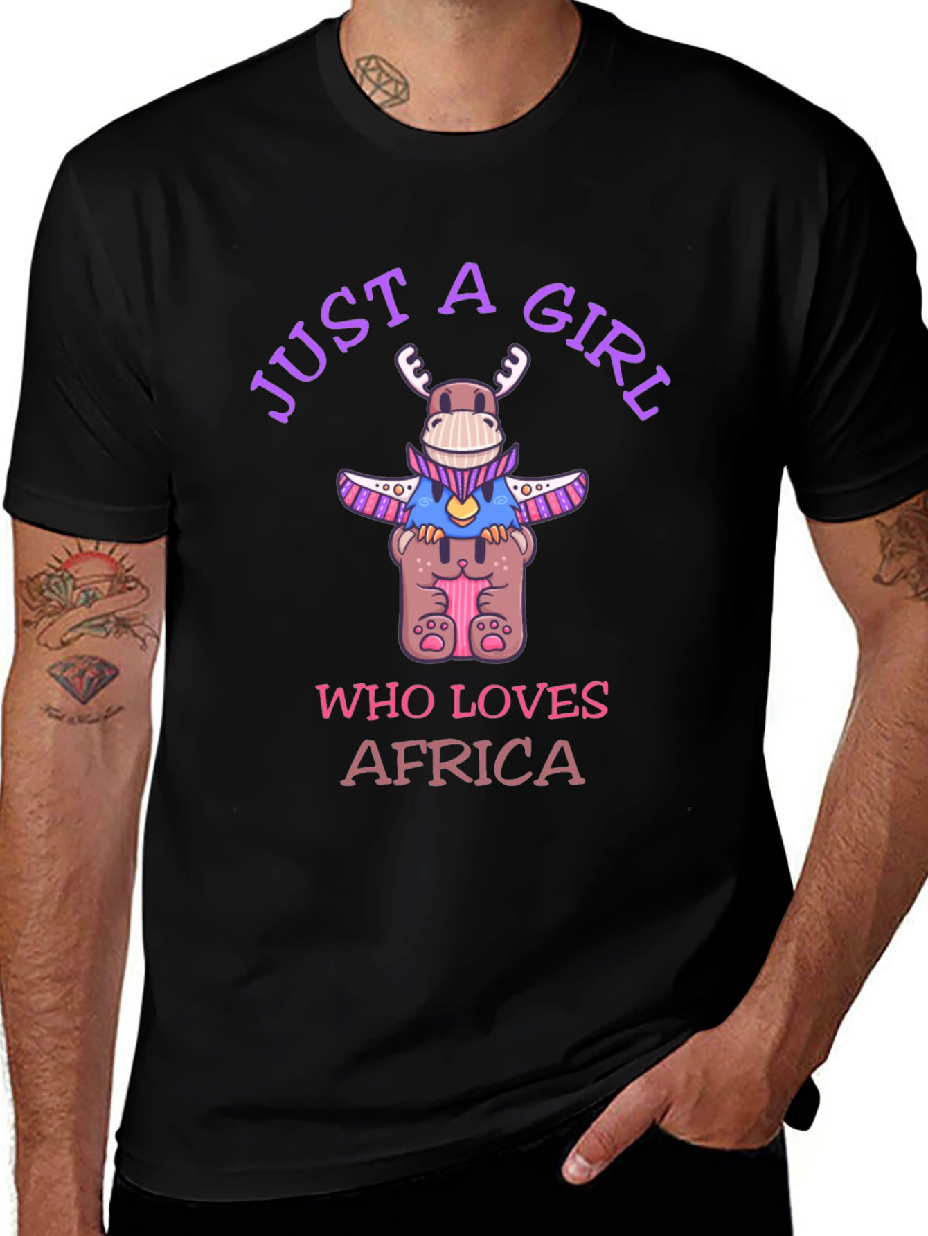 Just A Girl Who Loves Africa Black T-Shirt
