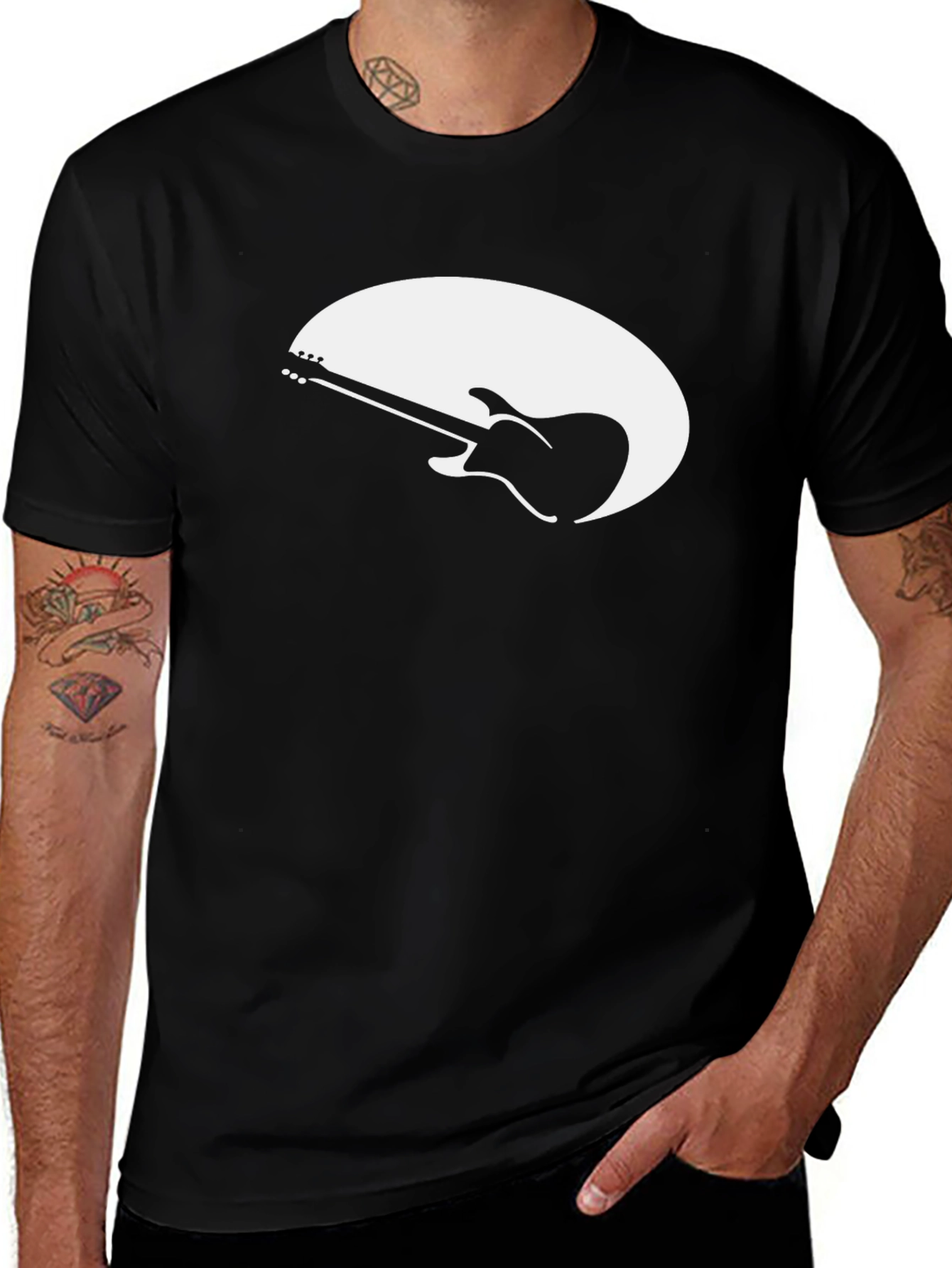 Guitar Silhouette Graphic Tee - Rocker Style
