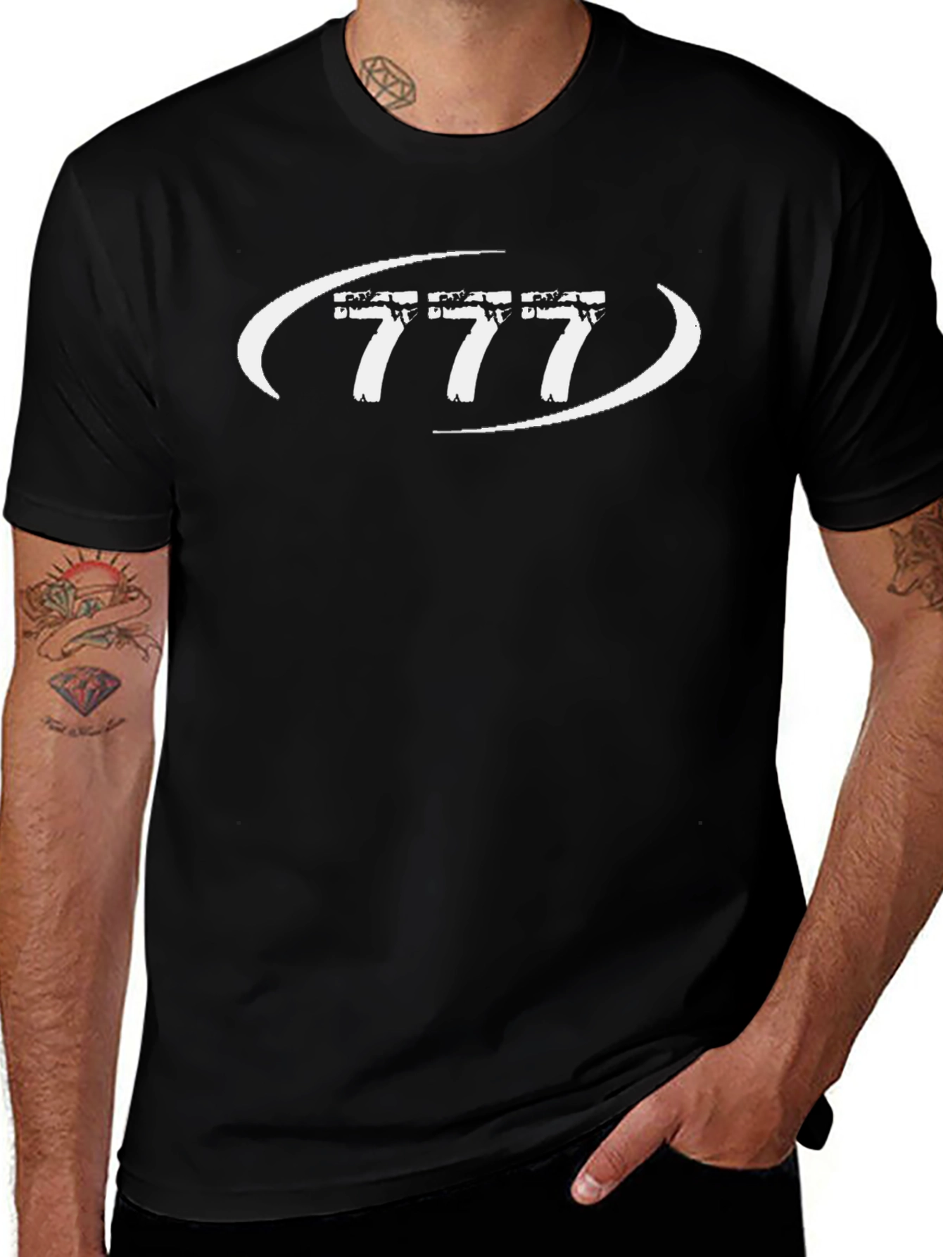 Variant 20 of Lucky Number 777 Graphic Tee - Black