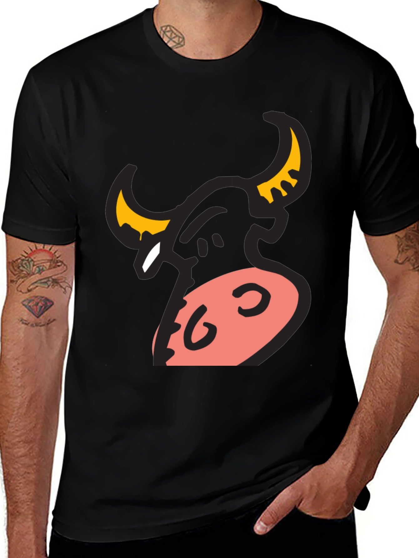 Variant 8 of Bull Graphic Tee - Black Short Sleeve Shirt