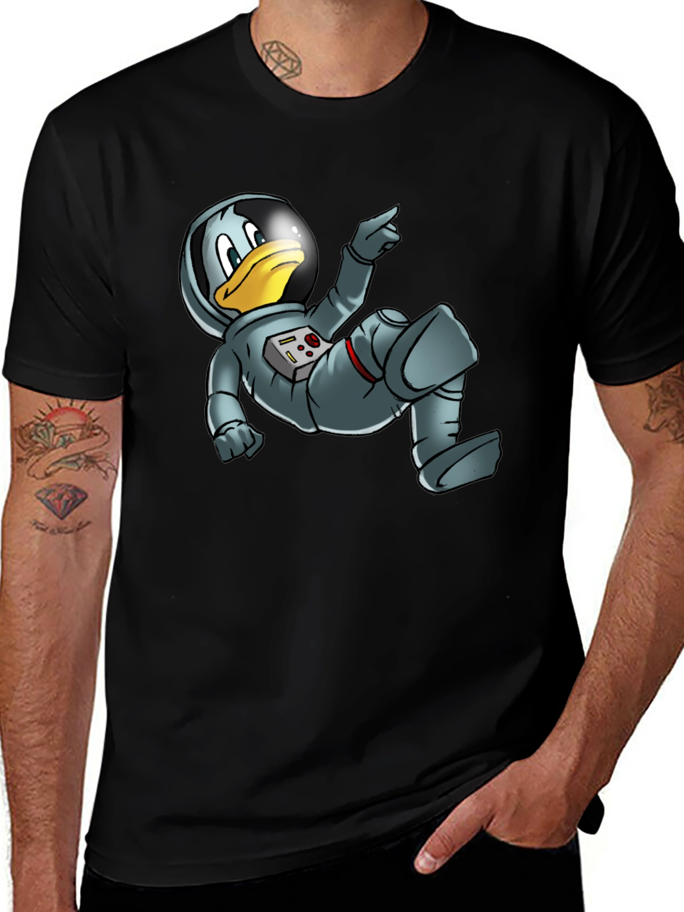 Variant 19 of Astronaut Duck Graphic Tee - Black