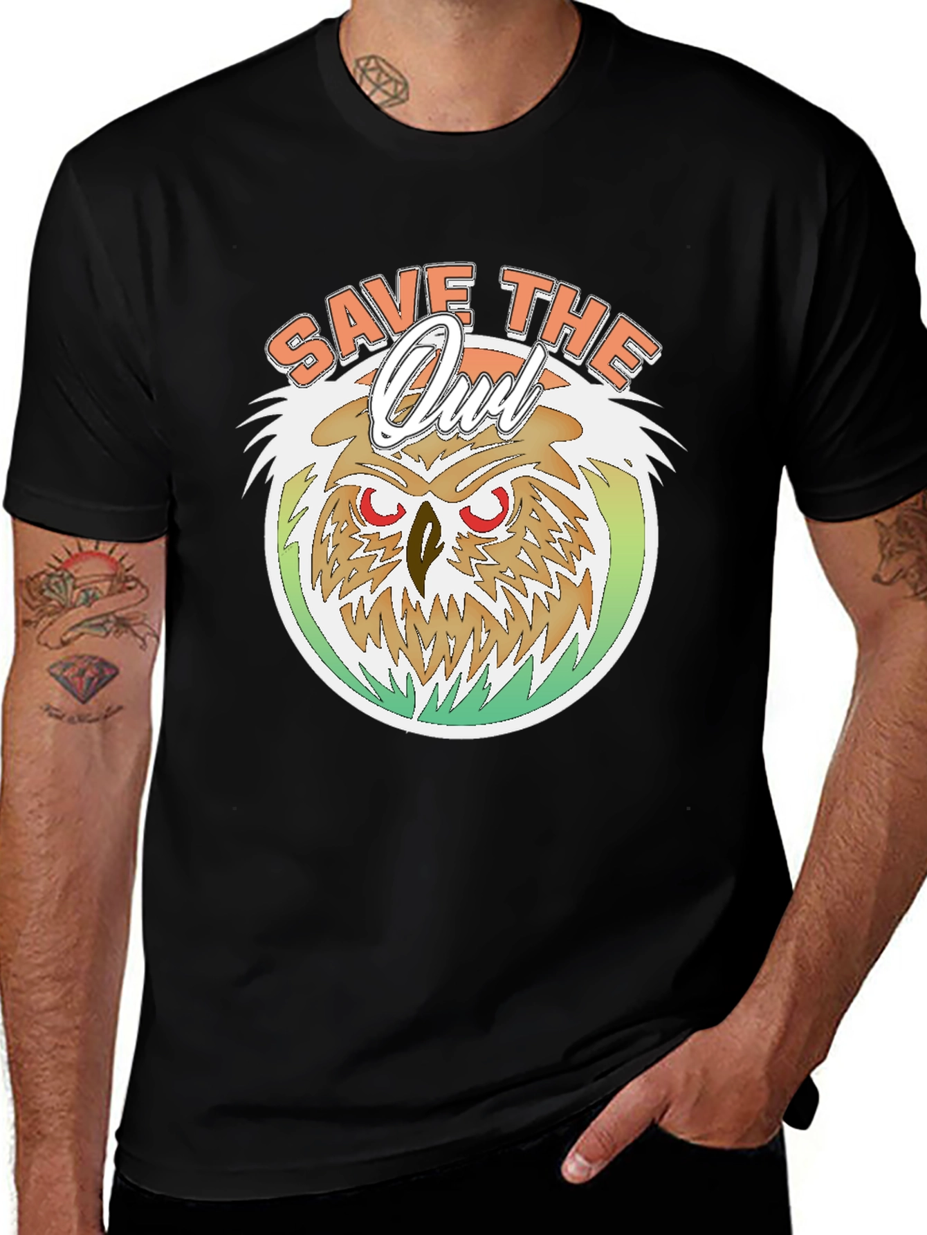Variant 30 of Save The Owl T-Shirt -  Eco-Friendly Graphic Tee