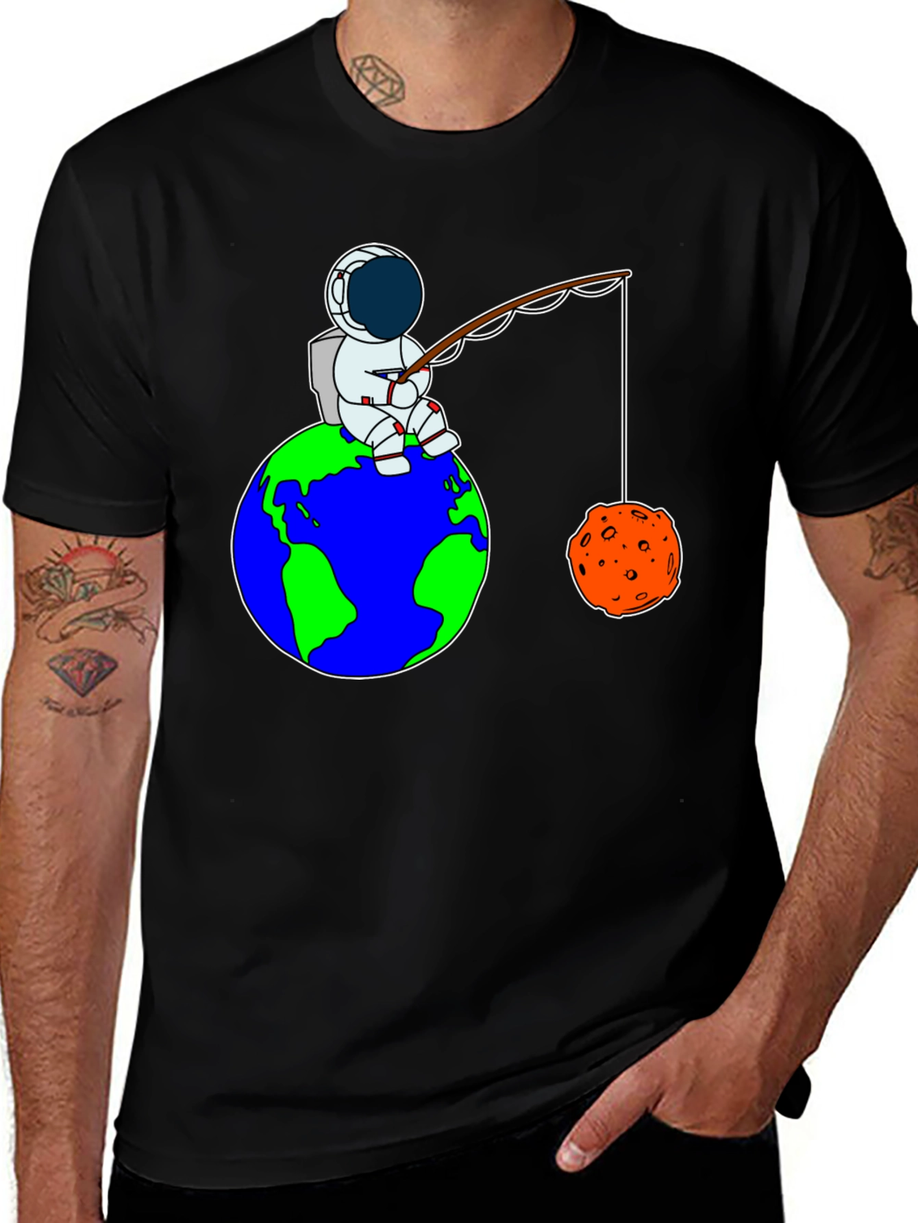Variant 3 of Astronaut Fishing on Earth Graphic T-Shirt