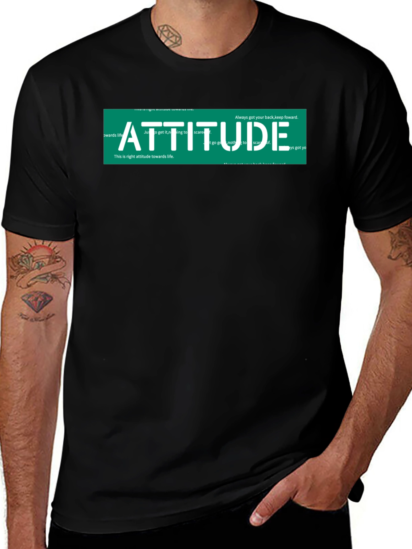 Variant 24 of Attitude Graphic Print Black T-Shirt