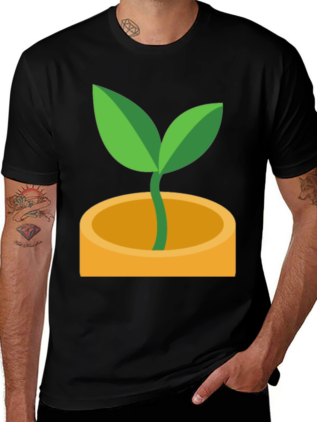 Variant 7 of Plant Pot T-Shirt - Green Sprout Design
