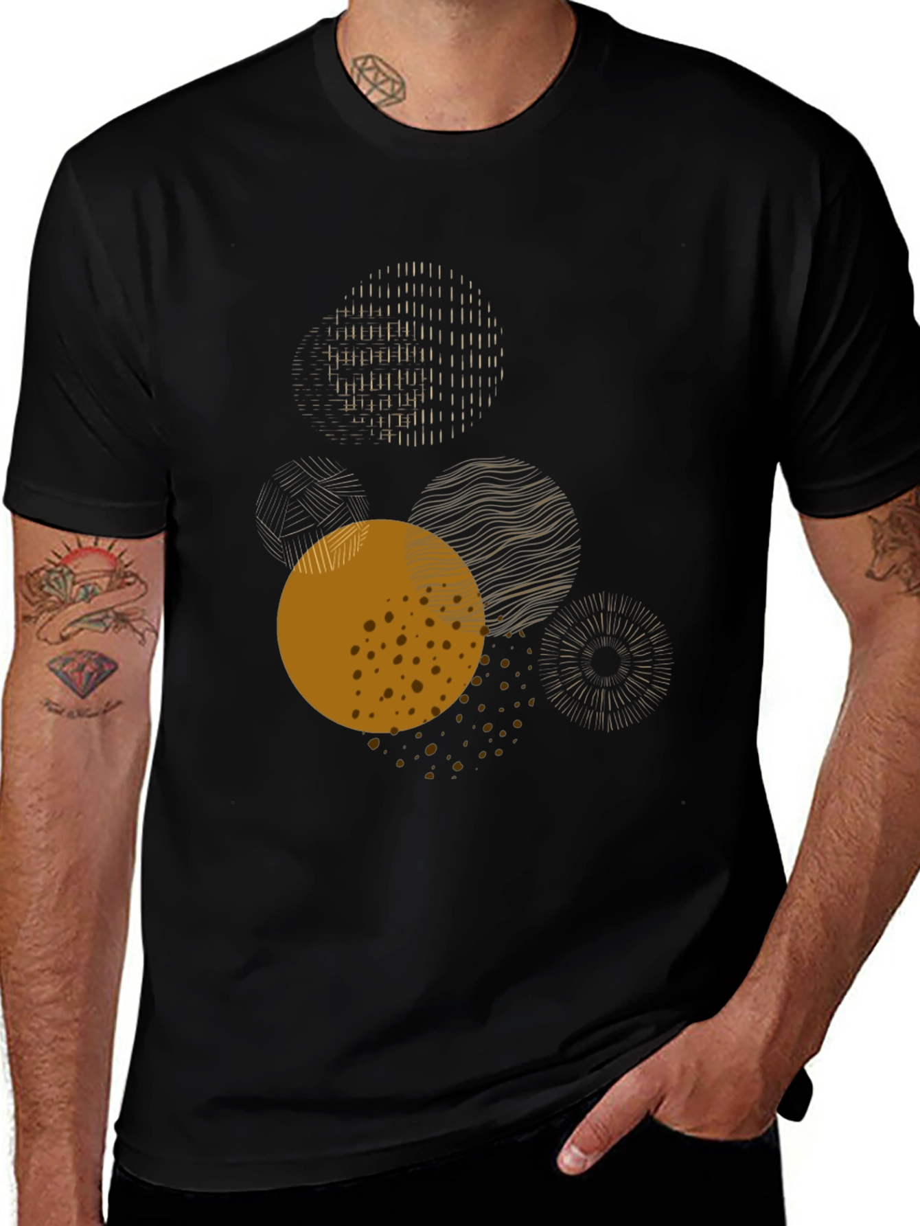 Variant 16 of Abstract Circles Graphic Tee - Modern Art Shirt