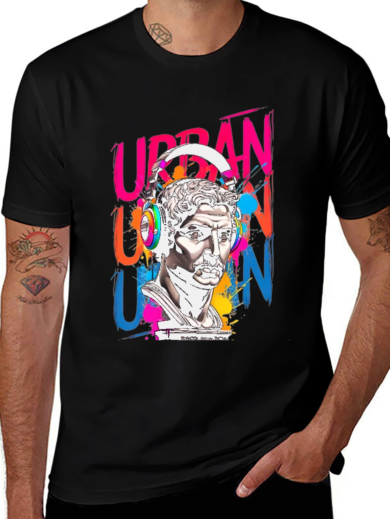 Variant 29 of Urban Art Statue Headphone Graphic Tee