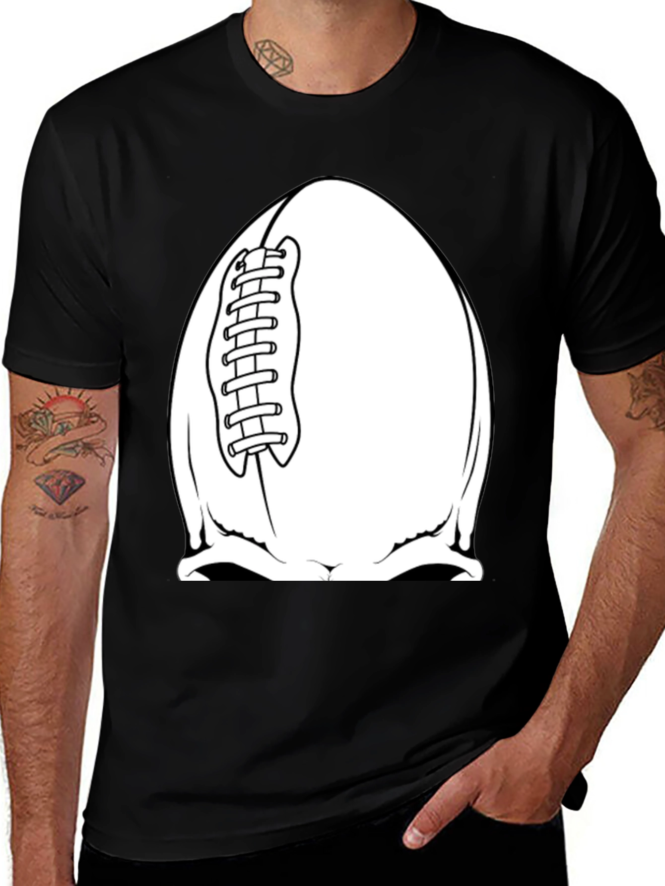 Variant 4 of Football Skull Graphic Tee - Black T-Shirt