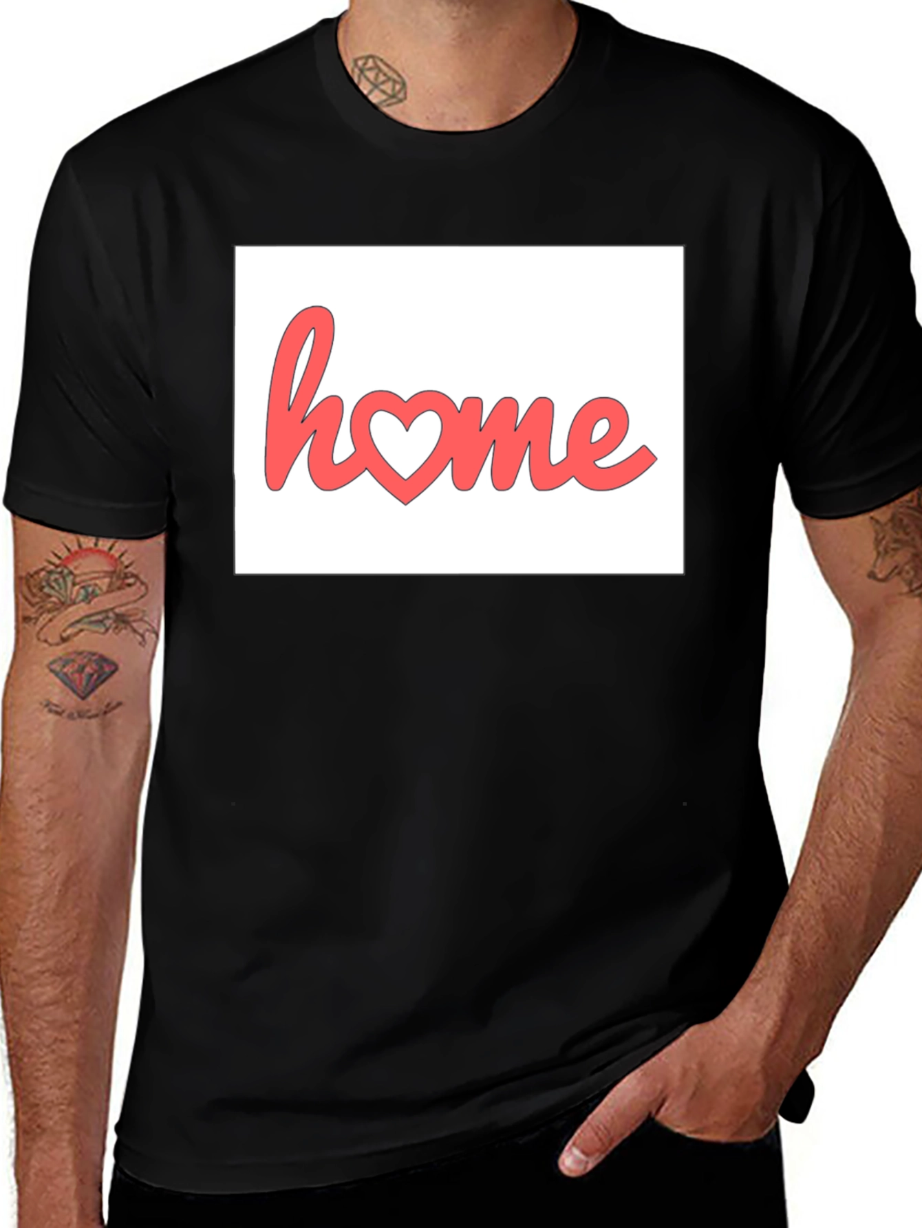Variant 20 of Home Heart Graphic Black T-Shirt