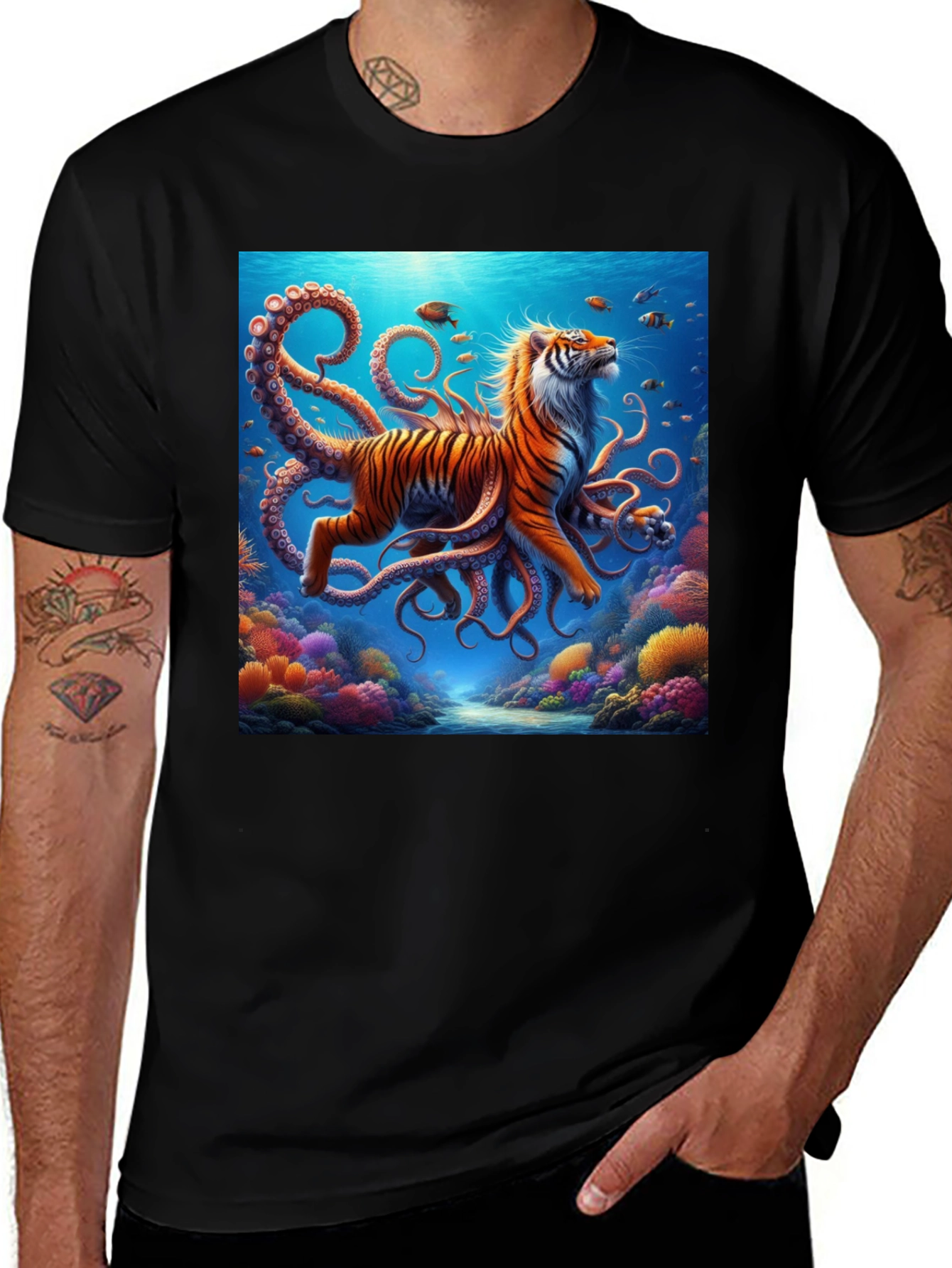 Variant 9 of Tiger Octopus Graphic T-Shirt