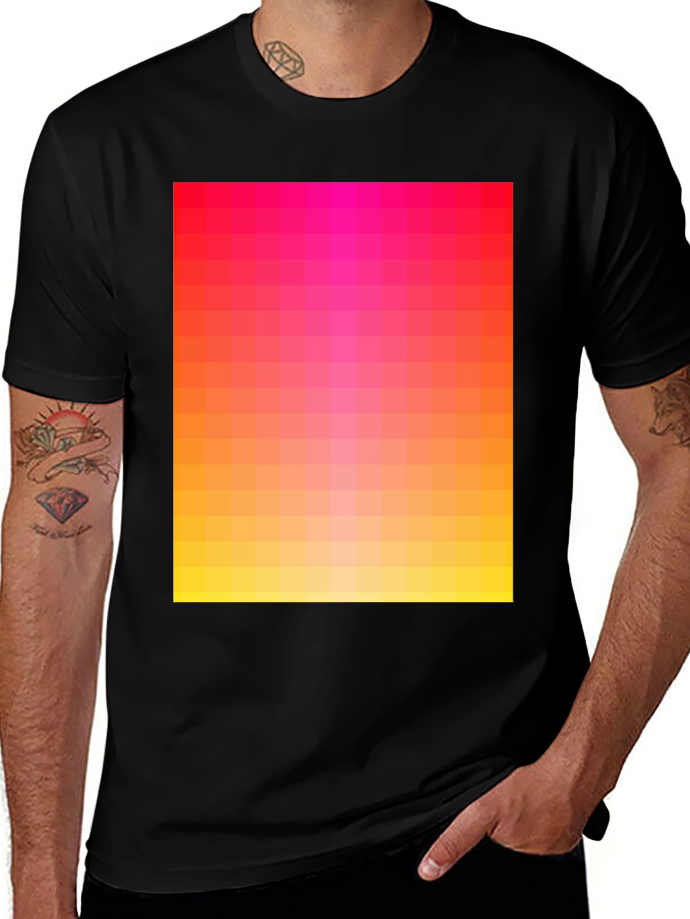 Variant 24 of Pixel Gradient Tee - Modern Graphic Print Black T-Shirt