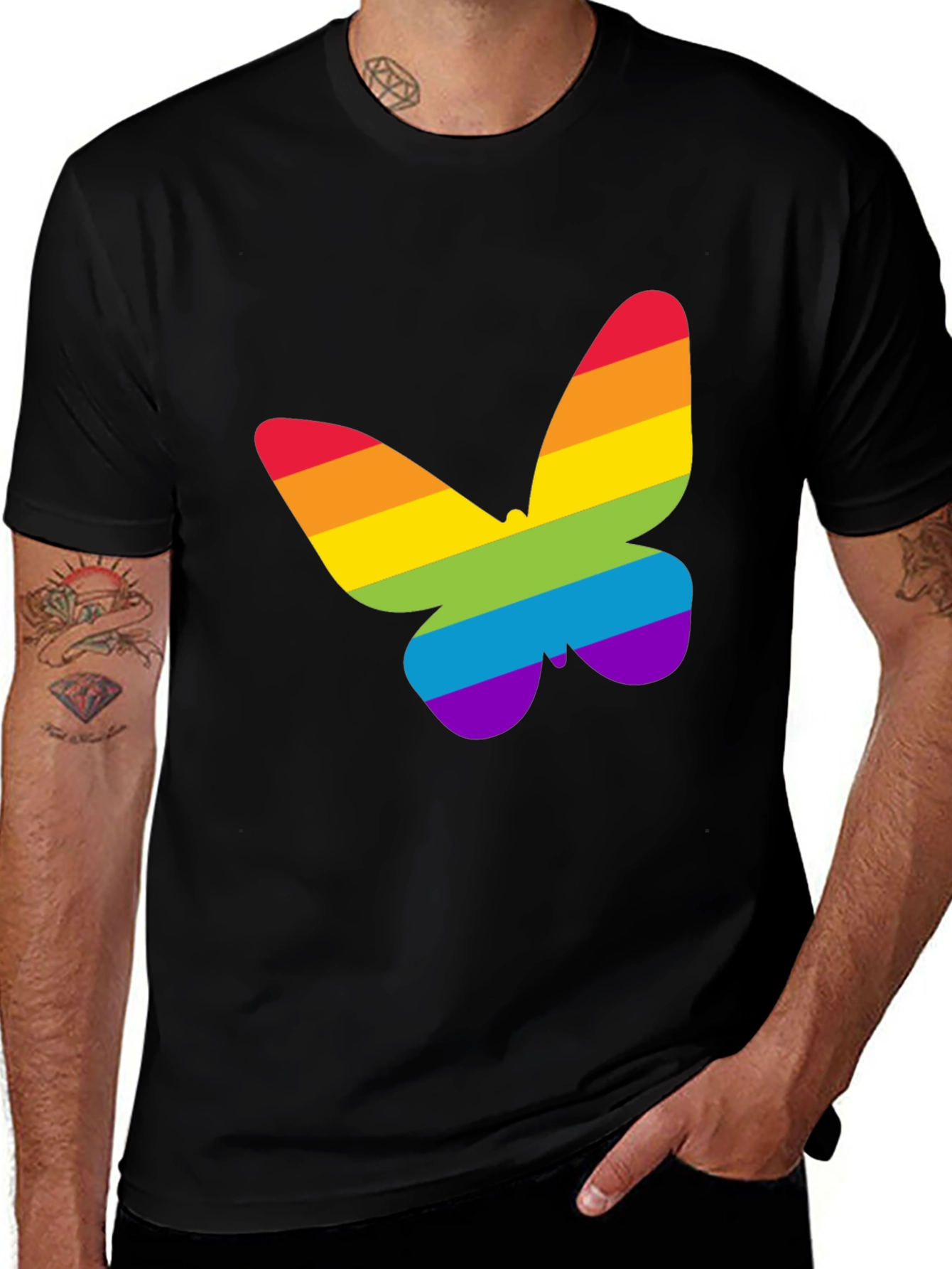 Variant 3 of Rainbow Butterfly Graphic T-Shirt - Pride Apparel