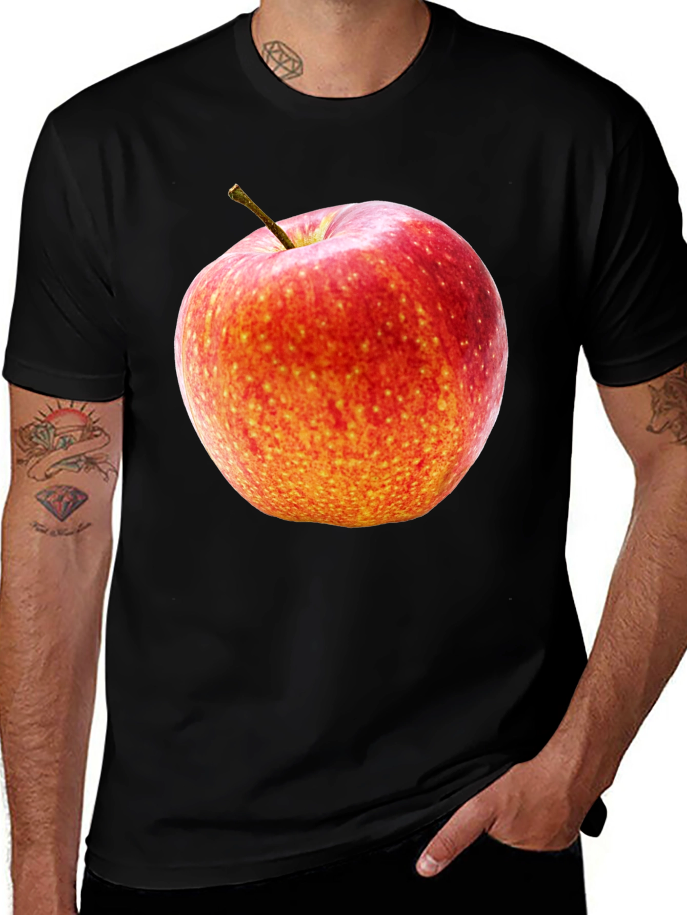 Variant 13 of Apple Graphic Black Tee - Fresh & Fun