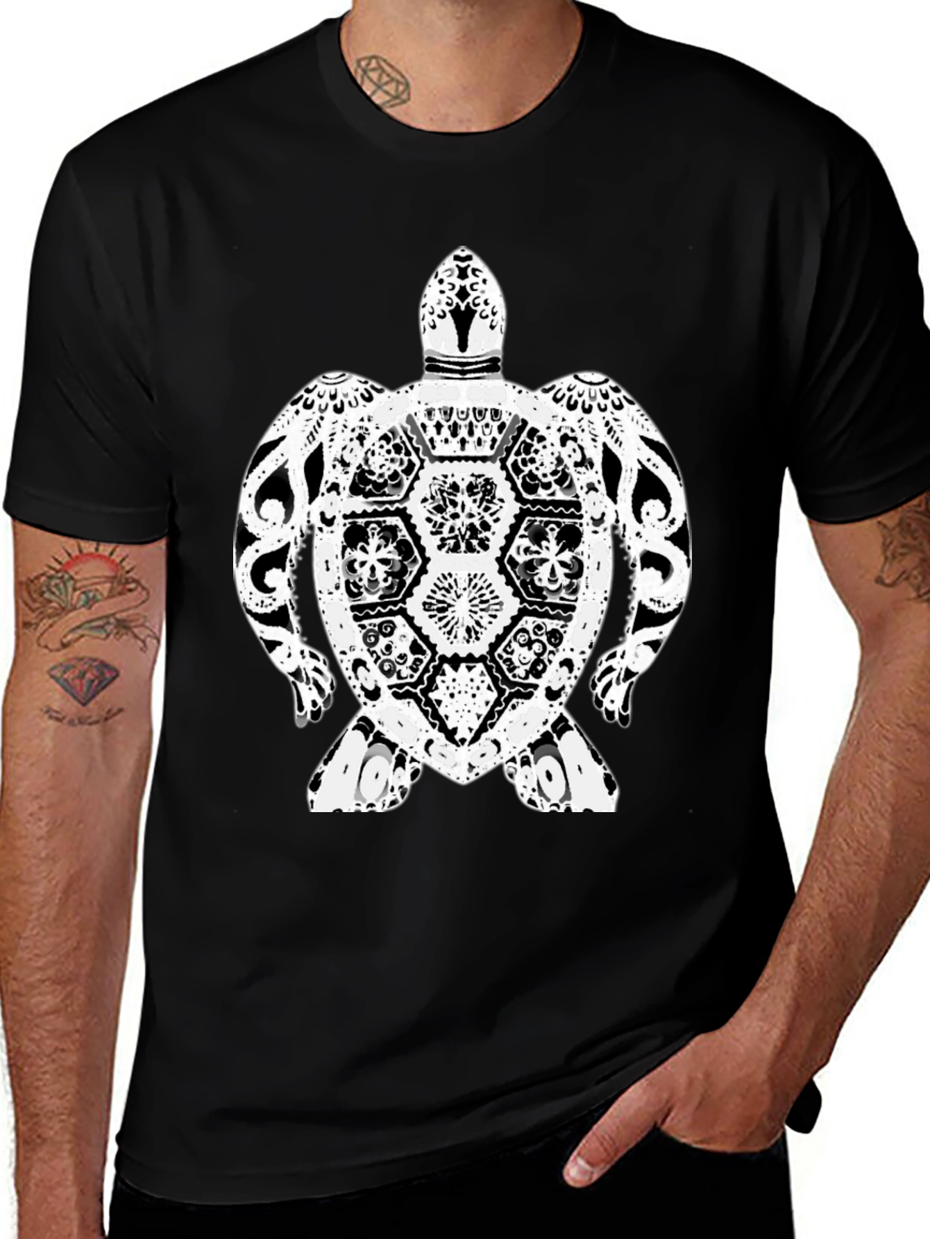 Variant 28 of Sea Turtle Graphic Tee - Black Cotton T-Shirt