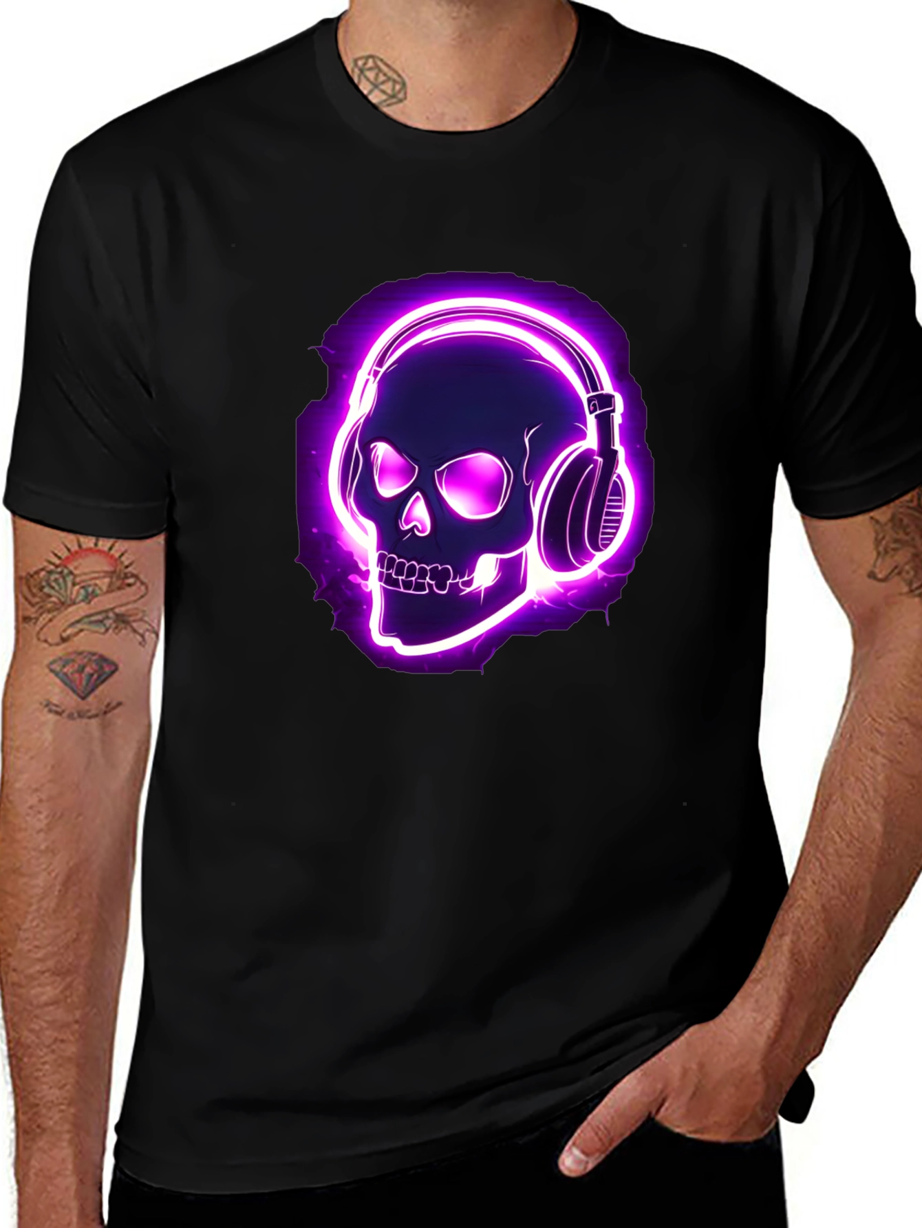 Variant 2 of Skull Headphones Graphic Tee - Dark Humor Music Lover T-Shirt