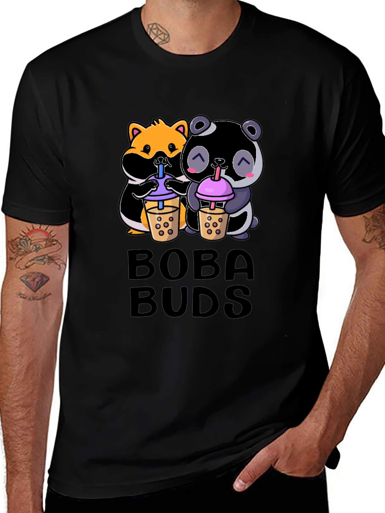 Variant 15 of Boba Buds T-Shirt: Cute Hamster & Panda Boba Lovers