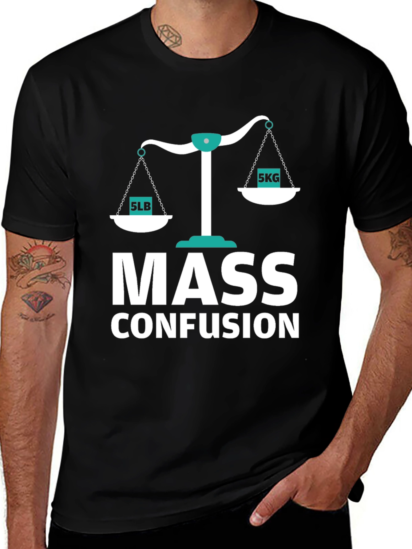Variant 26 of Mass Confusion T-Shirt Funny Physics Pun Tee
