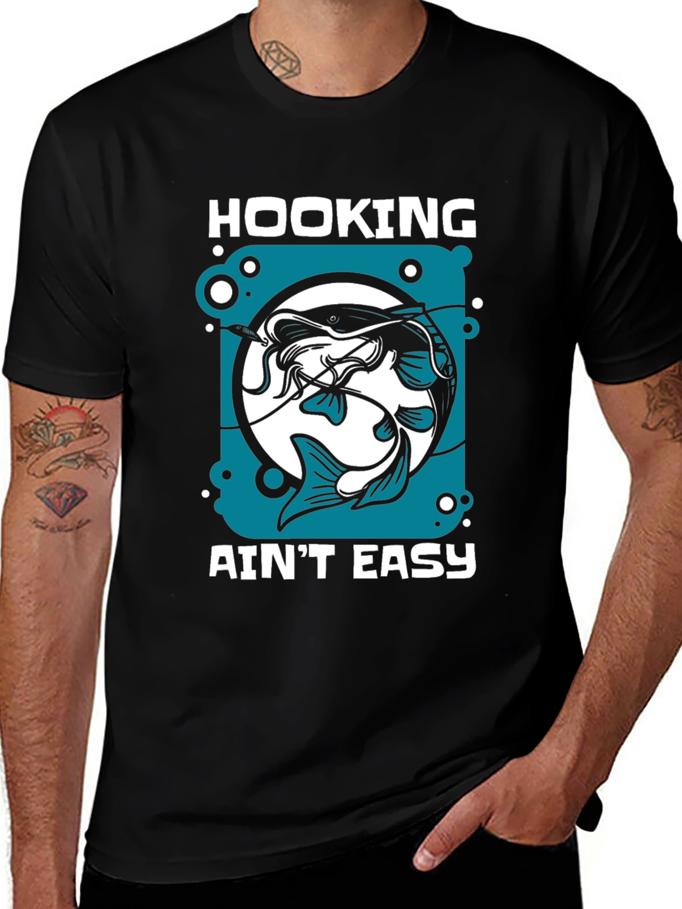 Variant 10 of Hooking Ain't Easy T-Shirt - Fishing Tee