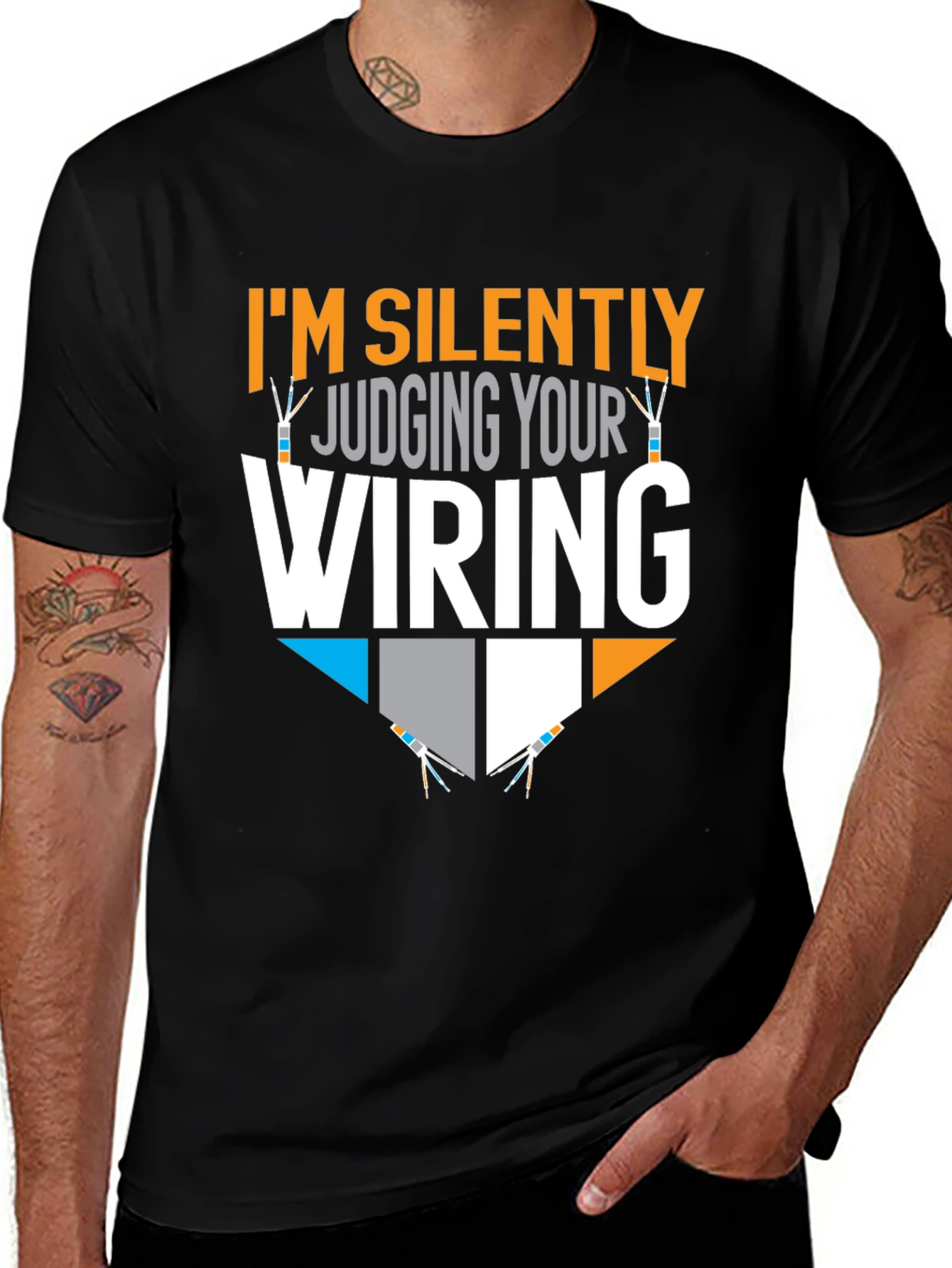 Variant 27 of I'm Silently Judging Your Wiring Black T-Shirt