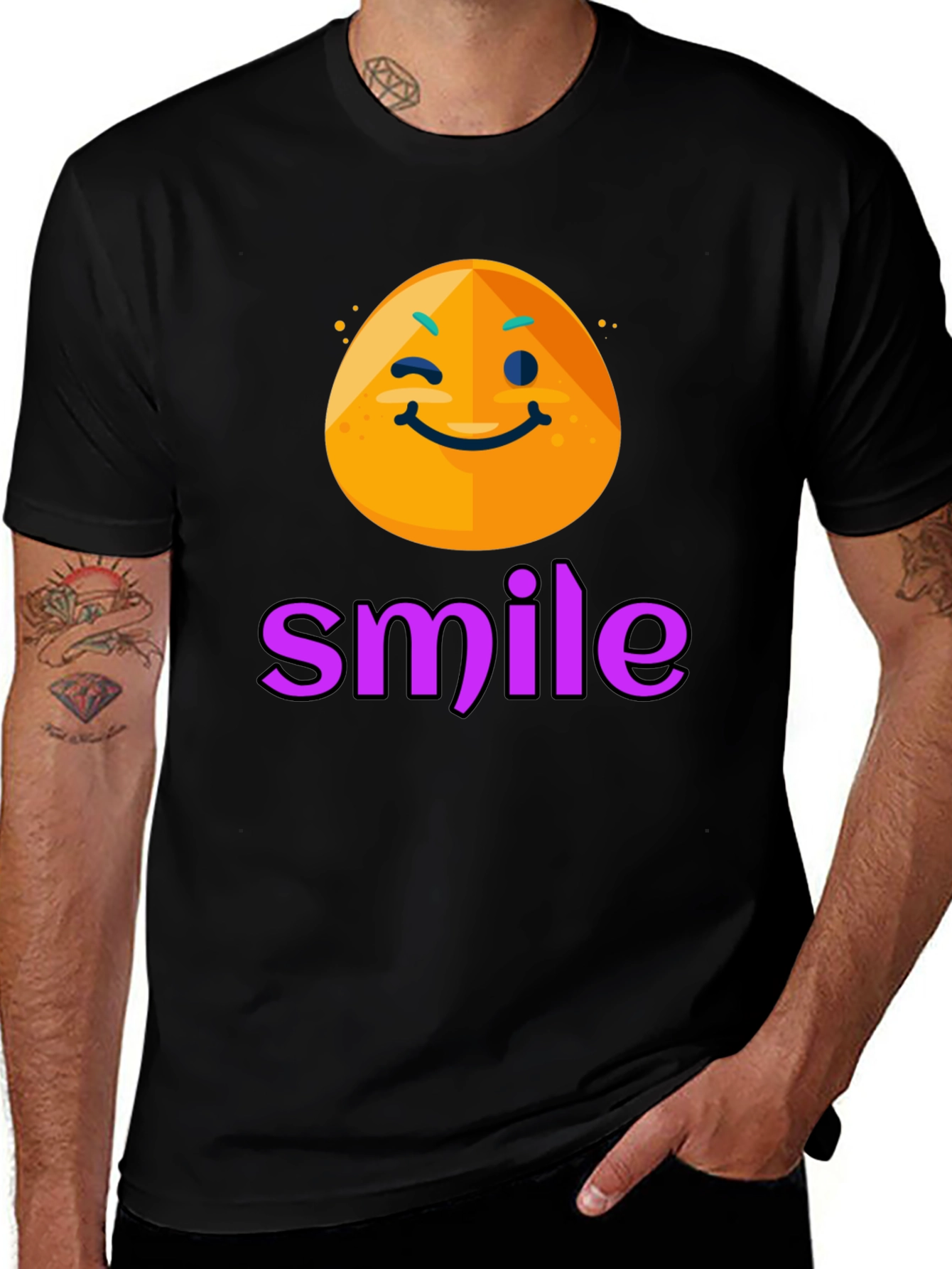 Variant 29 of Smile Graphic T-Shirt - Black Casual Tee
