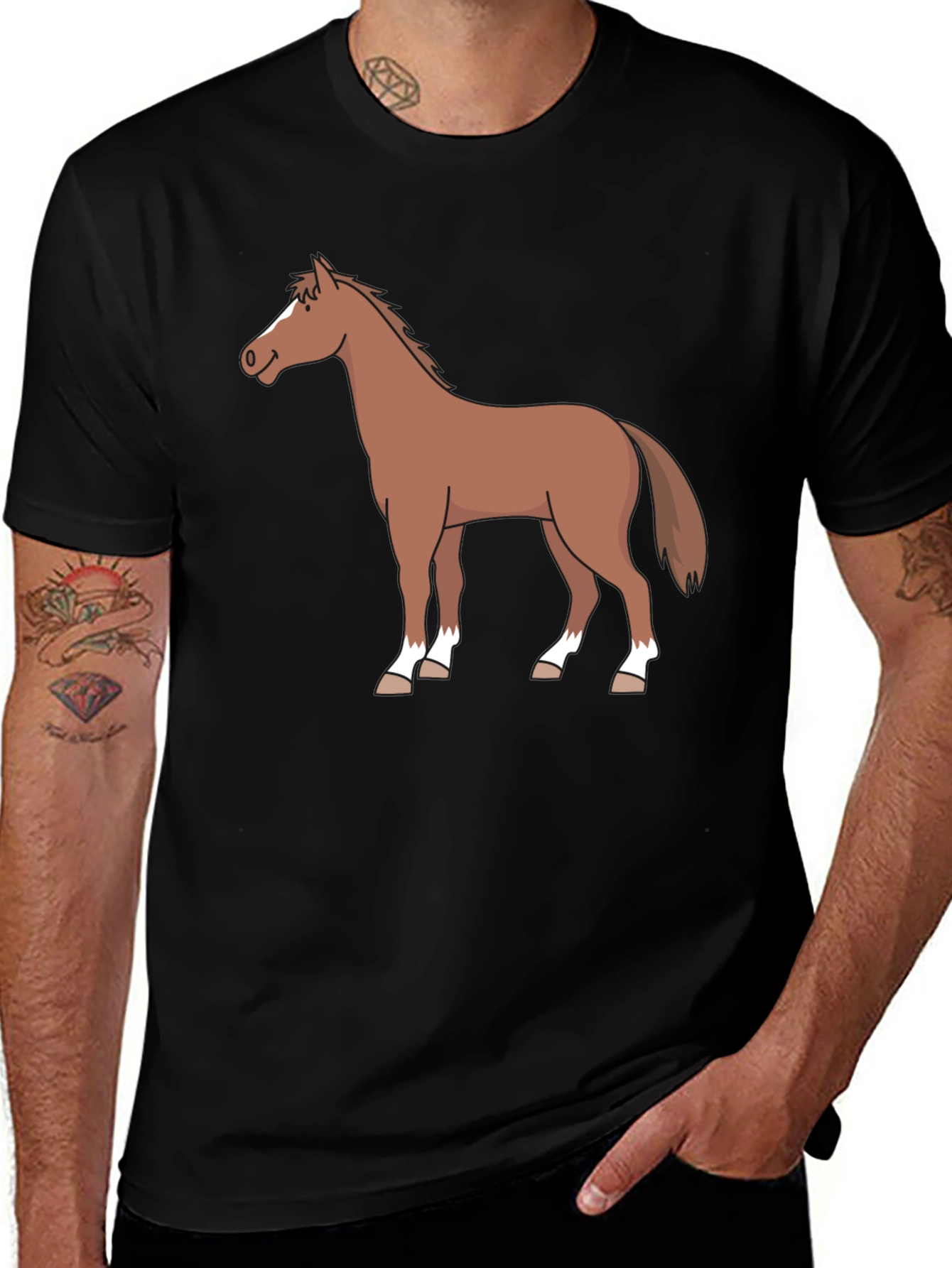 Variant 12 of Horse Graphic T-Shirt - Black Tee