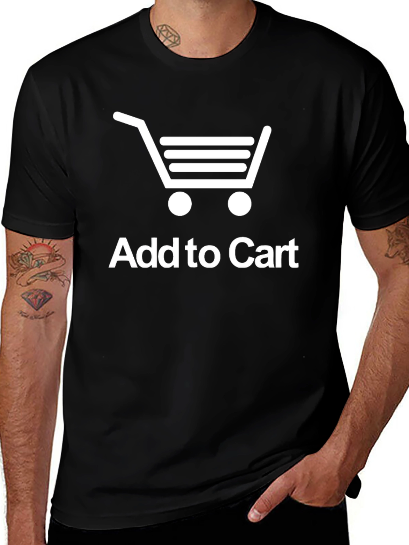 Variant 23 of Add to Cart Graphic T-Shirt - Black Cotton Tee